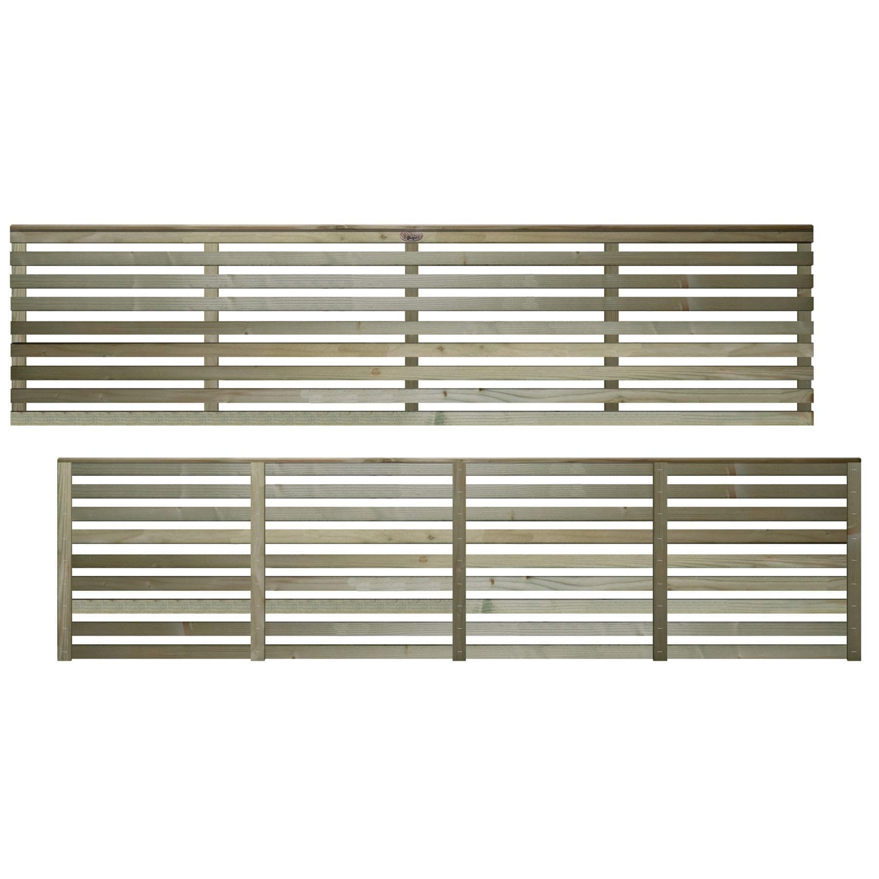 Premier Vogue, 6ft x 1.5ft Fence Trellis Panel Wooden Screen Horizontal Slatted | Decorative Contemporary Venetian-Style Privacy Topper for Outdoor Living Space (Wide: 182.8cm x High: 46.7cm)