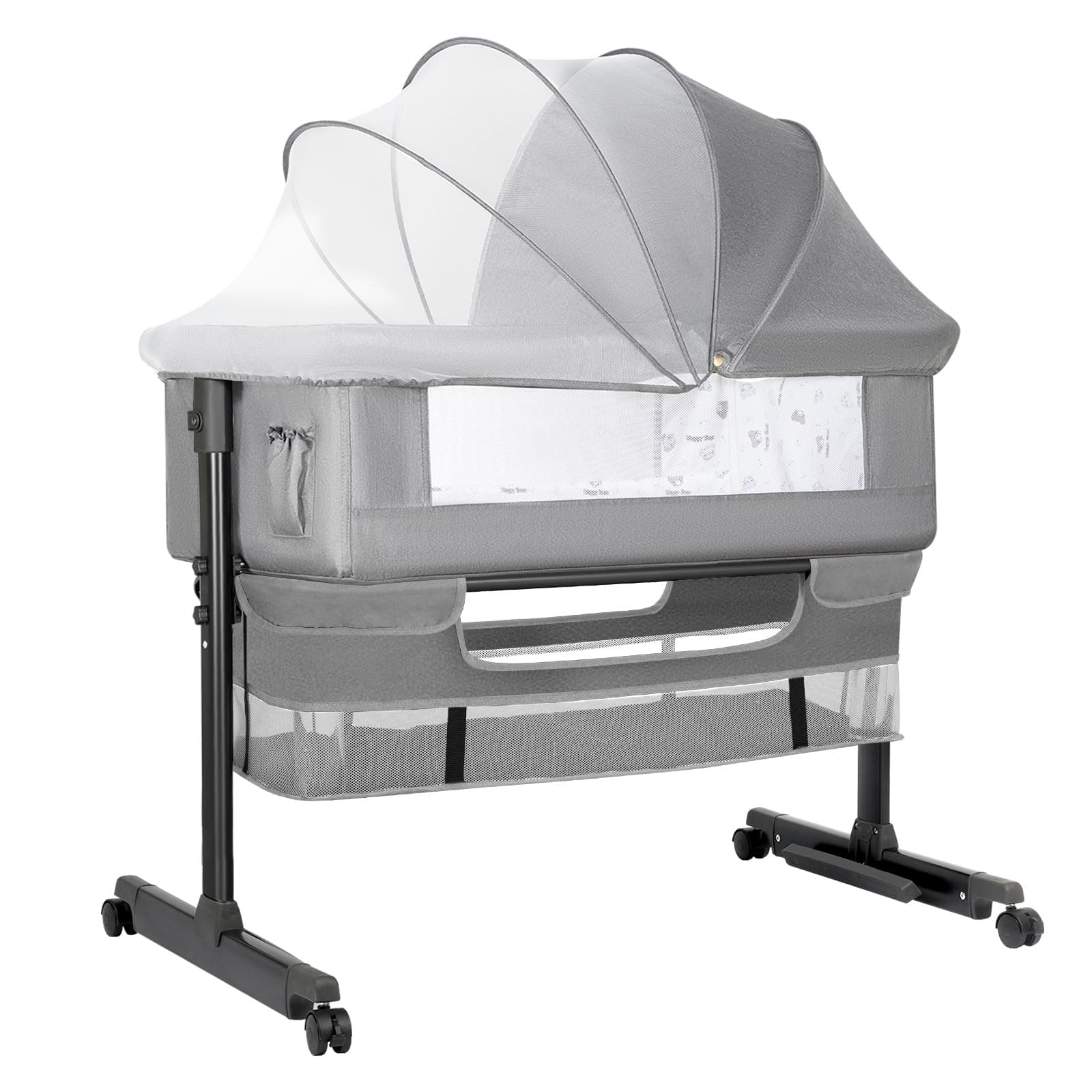 Baby Bassinet, Baby Basinet Bedside Sleeper, Easy to Fold Portable Crib Side Bassinet 2025new Style Girl/boy bassinets(Light Grey)
