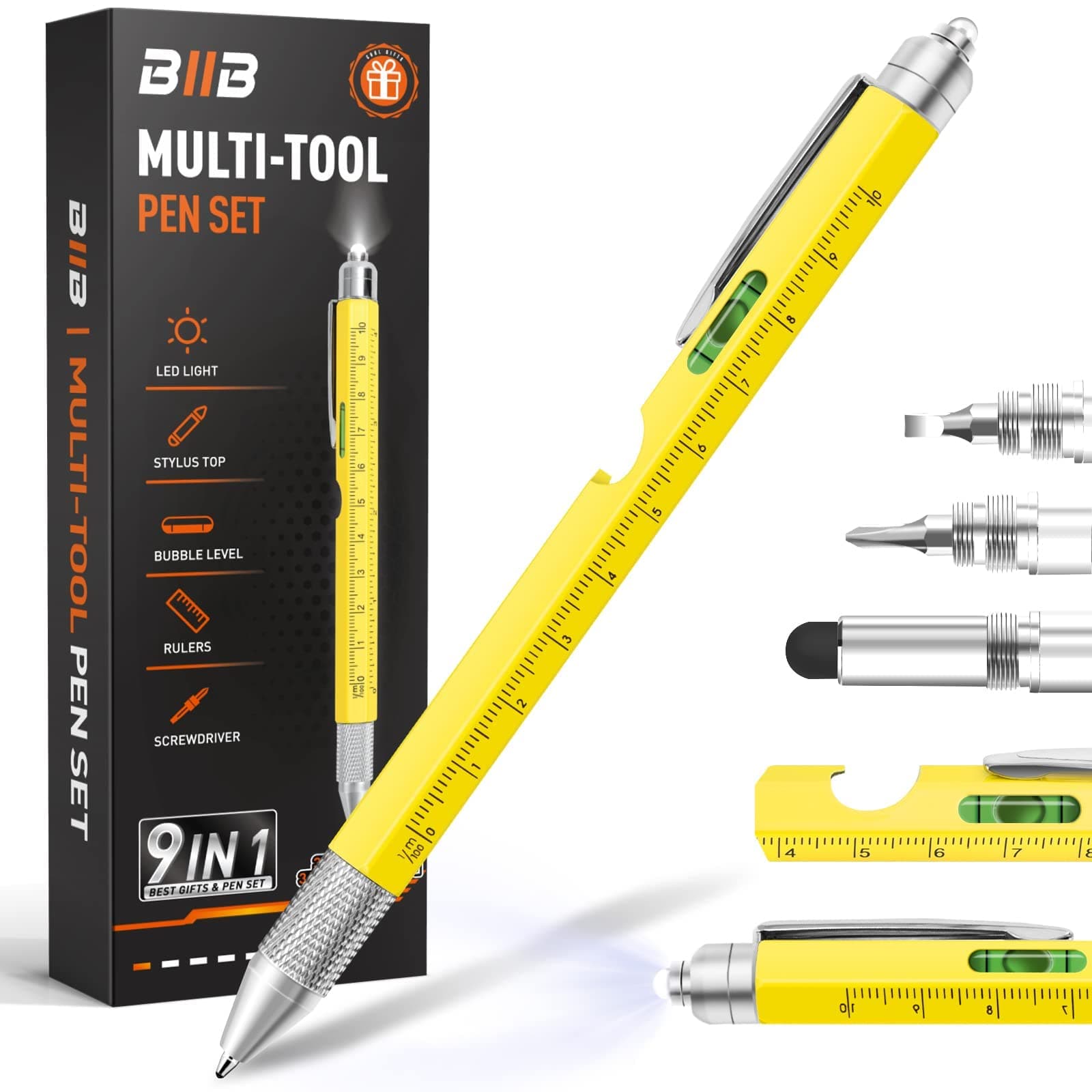 BIIB Fathers Day Gift for Husband Dad, 9 in 1 Multitool Pen Gifts for Men, Personalized Fathers Day Gift Idea for Grandpa, Anniversary Birthday Graduation Gifts for Men Him, Tools Cool Gadgets