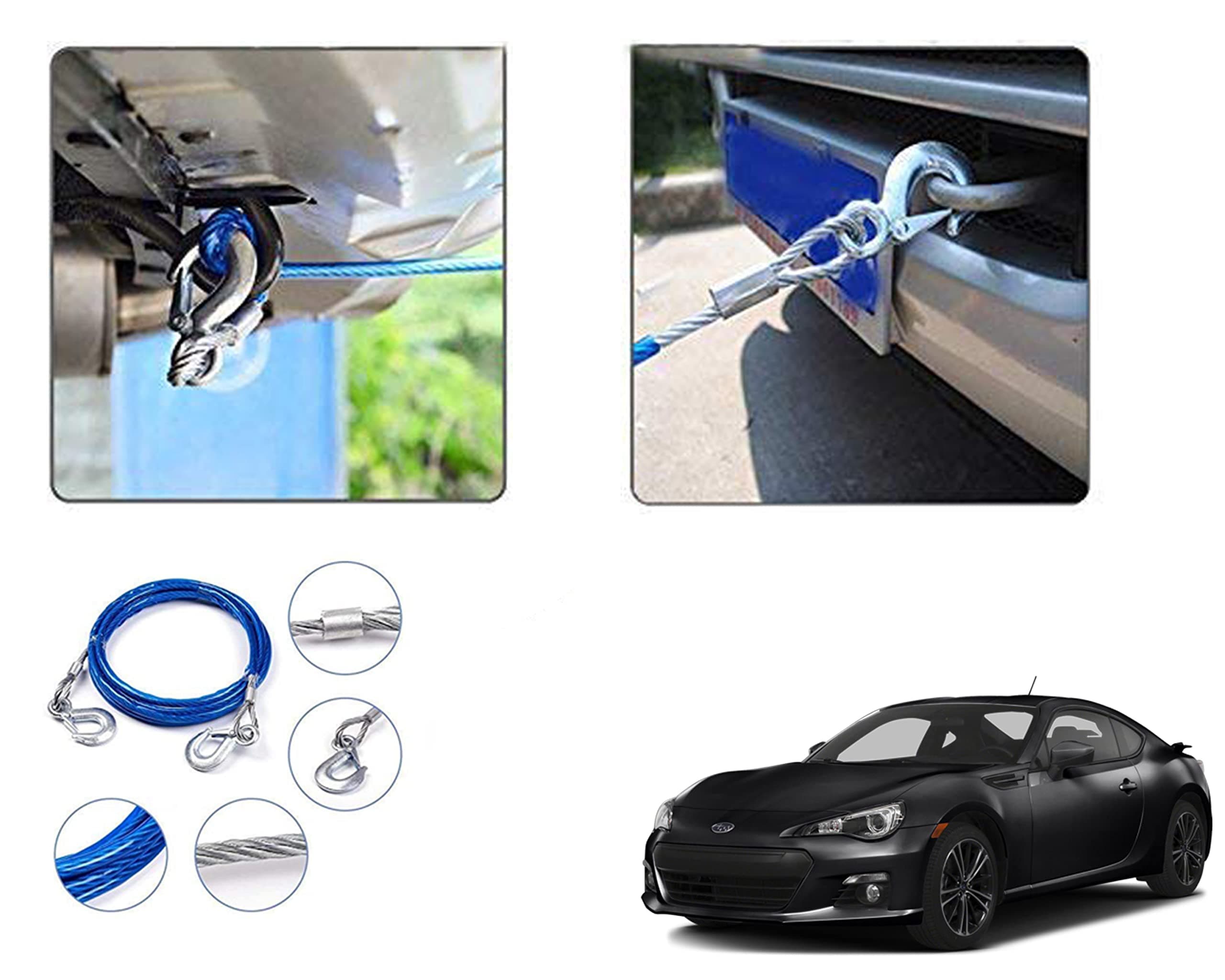 CAR SHRINGAR Wire Tow Rope - Durable Synthetic Winch Line Cable Rope with Blue Sleeve for Truck/Boat/Offroad Auto Parts Tow Rope for Subaru BRZ - Blue, 8mm x 4m