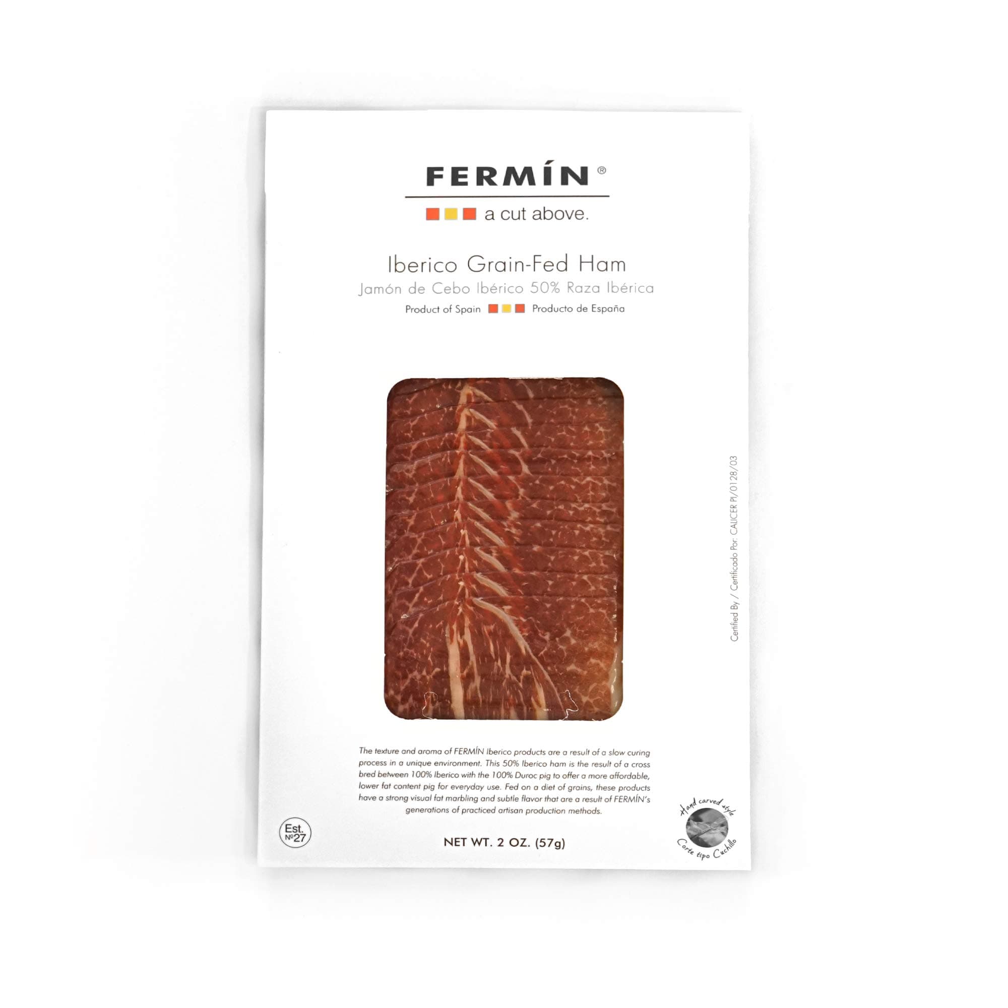 Fermin Jamon Iberico – All Natural Sliced Spanish Ham, 2 oz – No Nitrates or Nitrites, Gluten & Lactose Free – Aged 28+ Months