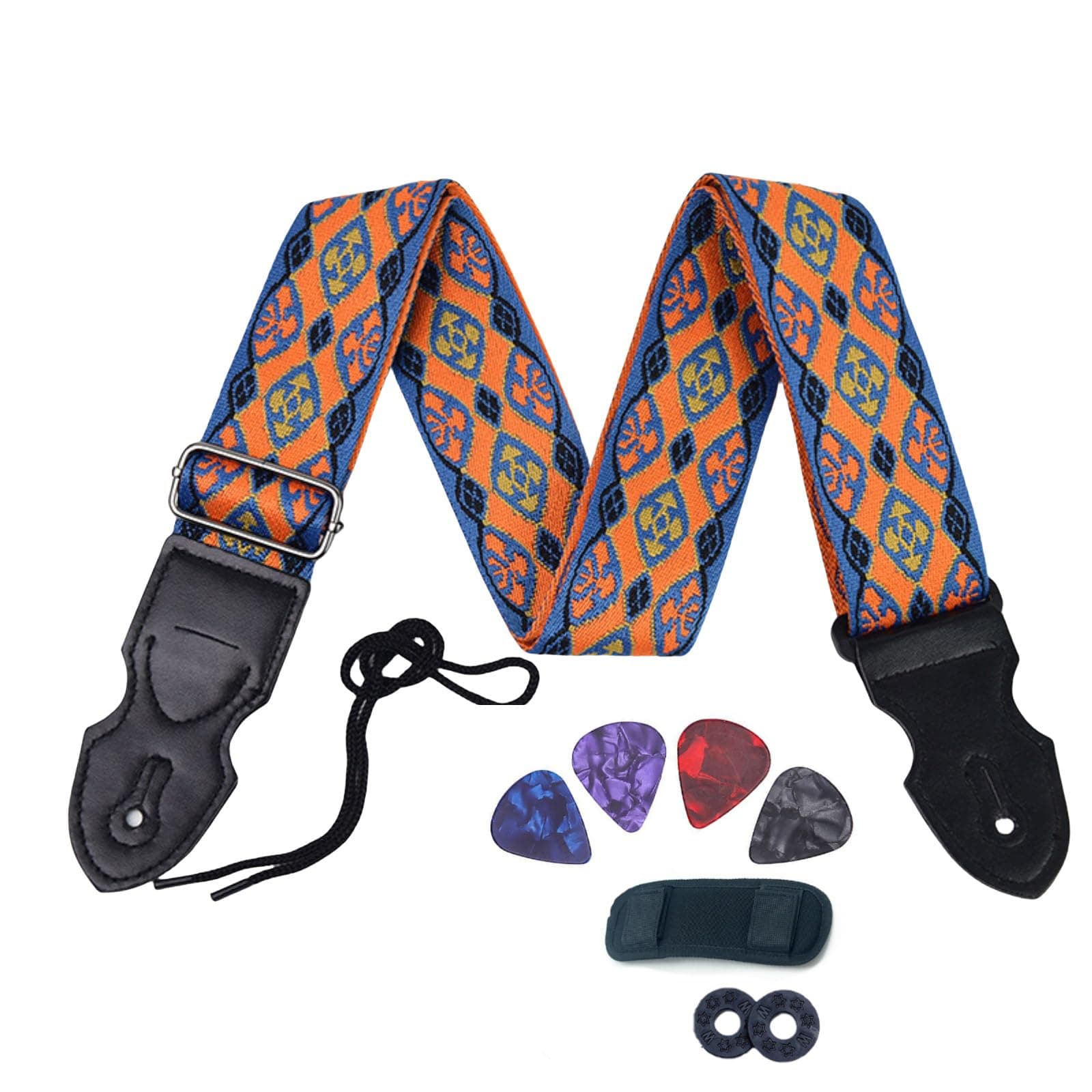 Boho Guitar Strap ,Adjustable Woven Embroidered Guitar Strap Suitable For Bass Electric Guitar Acoustic Guitar