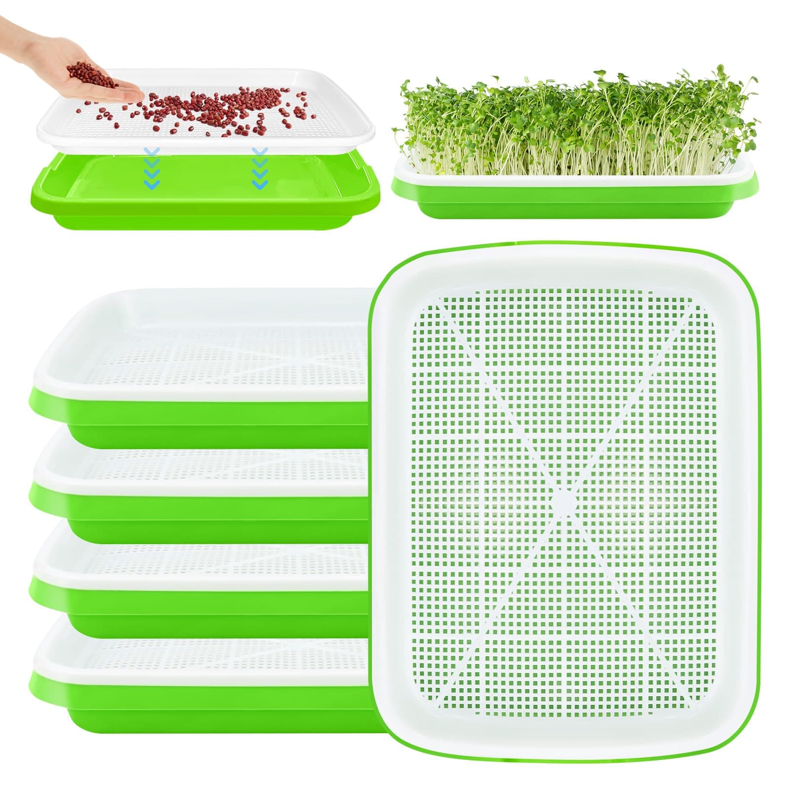 Germination Trays for Sprouts Propagation Set Germination Tray: 5 Pieces Cress Propagation Trays Seed Tray Germination Tray Sprouts Growing Set for Indoor Growing of Mung Beans Wheatgrass