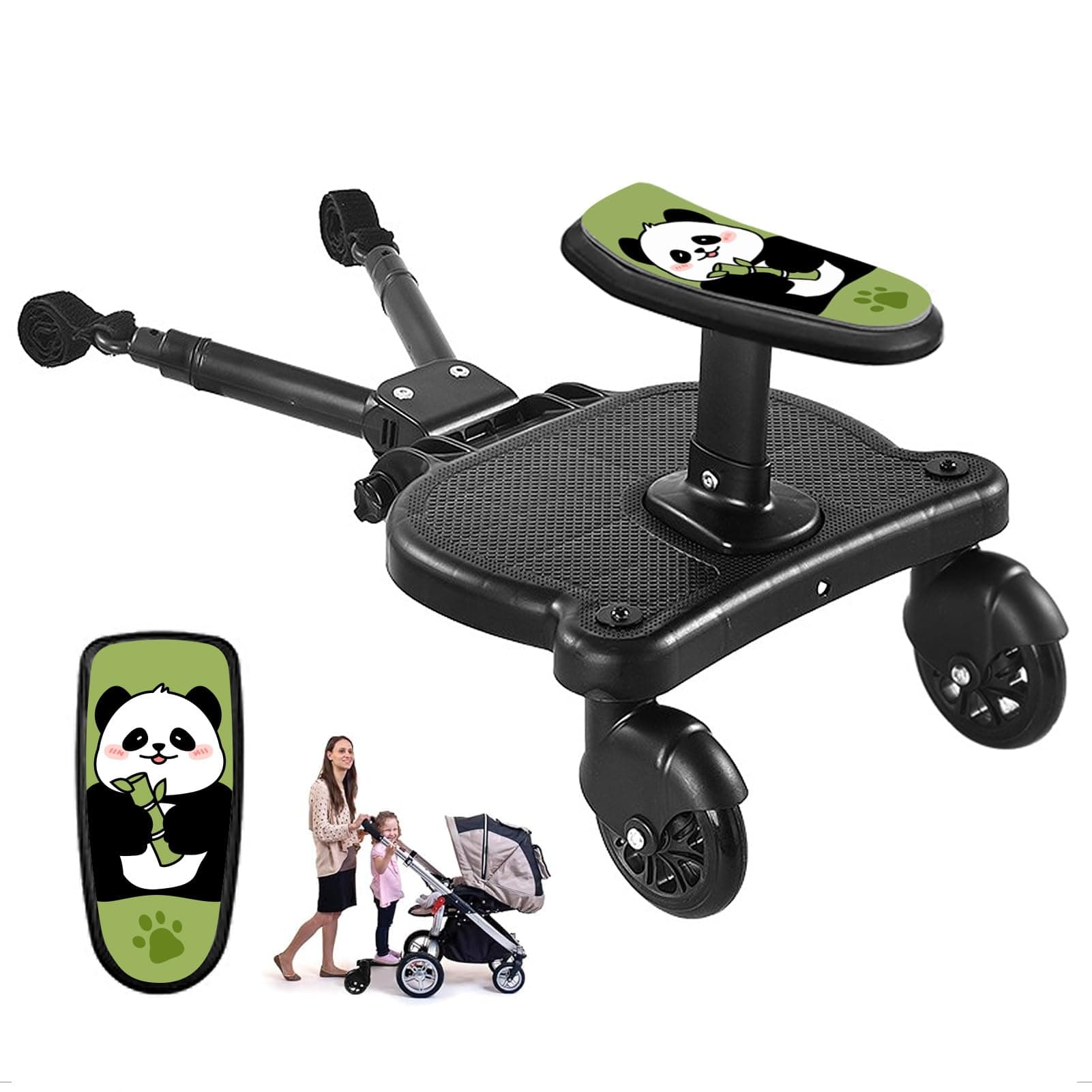 Universal Stroller Board with Detachable Seat, Buggy Board, Stroller Connector, Stroller Standing Board for Most Strollers, Holds Children Up to 55 lbs (Black)