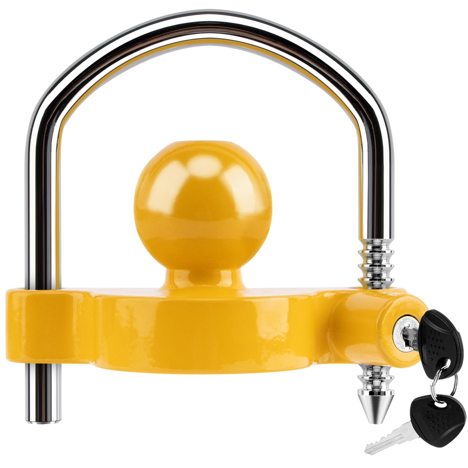 Trailer Coupler Lock Universal Adjustable Heavy-Duty Steel Trailer Hitch Lock, Anti Theft Trailer Ball Lock Towing Lock for Towing Trailer Security Fits 1-7/8",2”, 2-5/16" Coupler Yellow