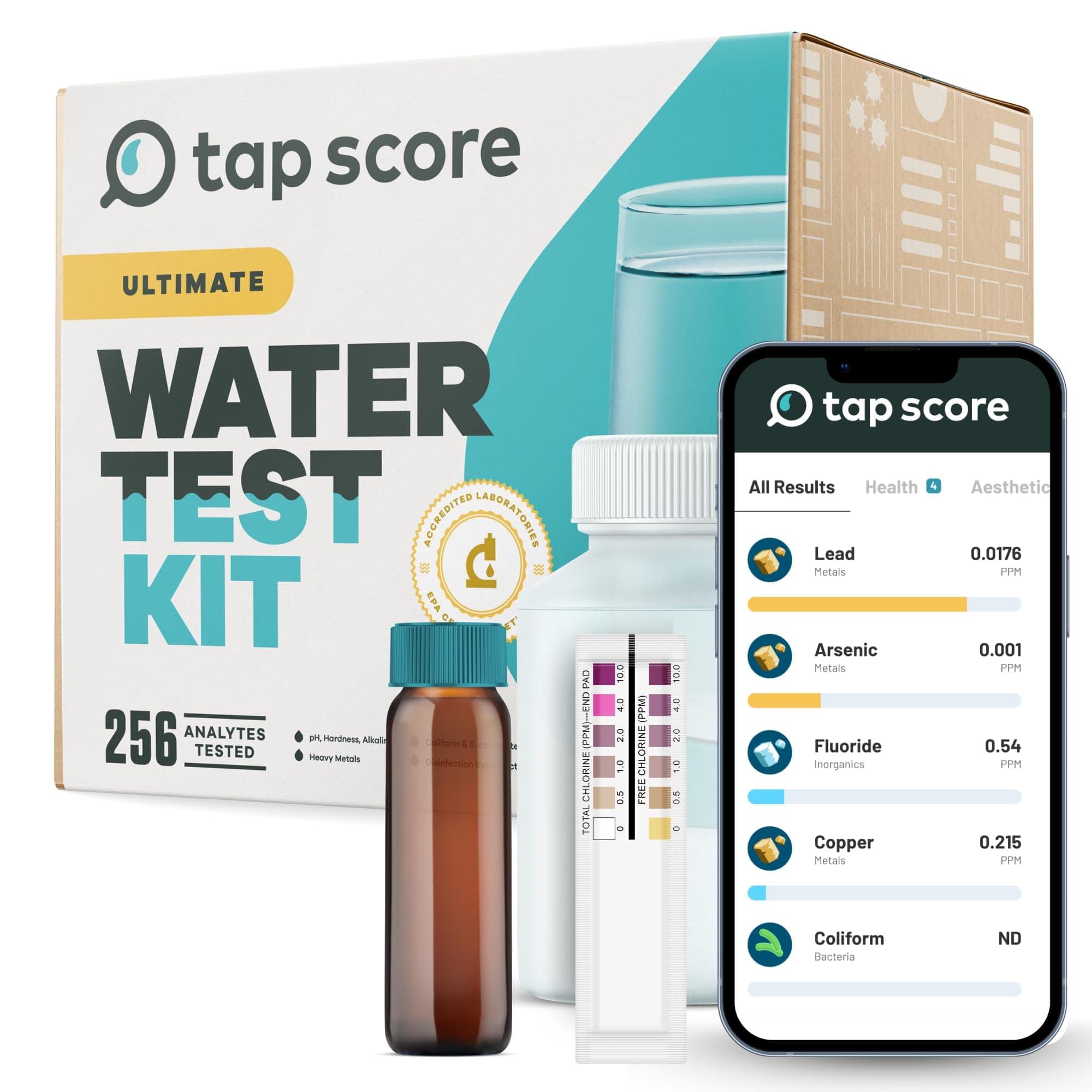 Ultimate Home Water Test Kit for Drinking Water | Tests for 250+ Parameters Like Lead, Bacteria, and VOCs | EPA Certified Well or Tap Water Test