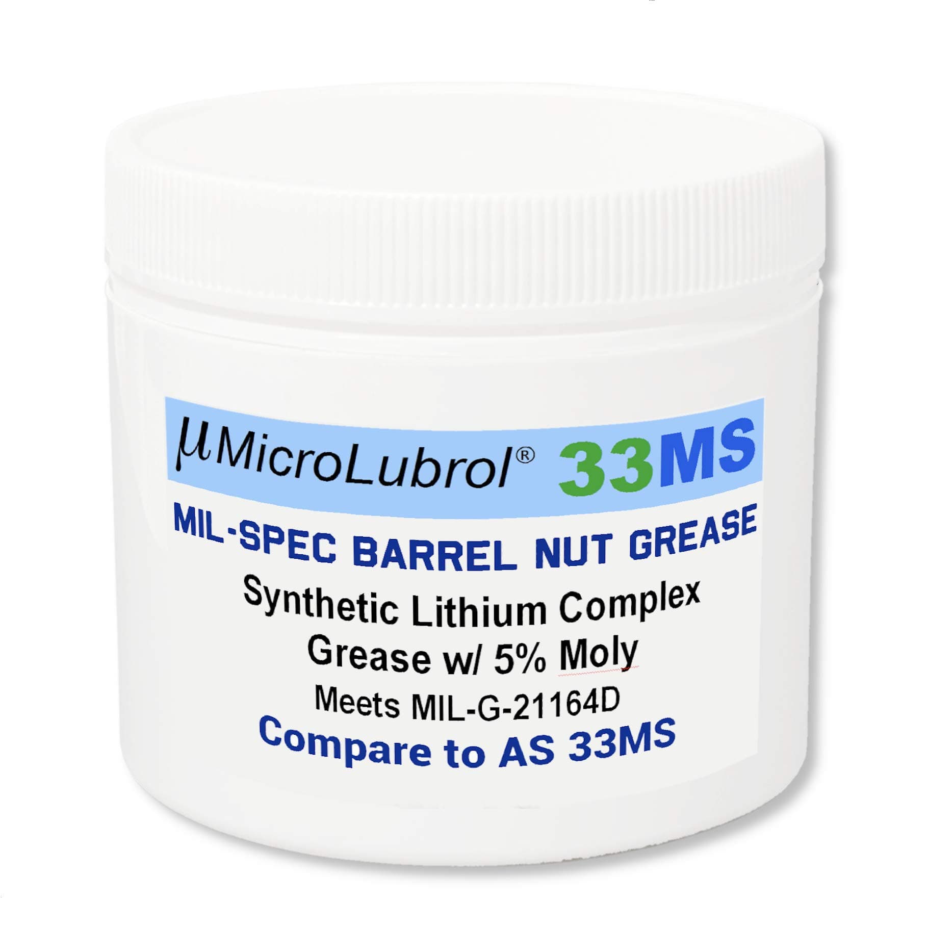 33MS MIL-SPEC Barrel Nut Lithium Moly Synthetic Grease 2 oz (57 Grams), Compare to AEROSHELL
