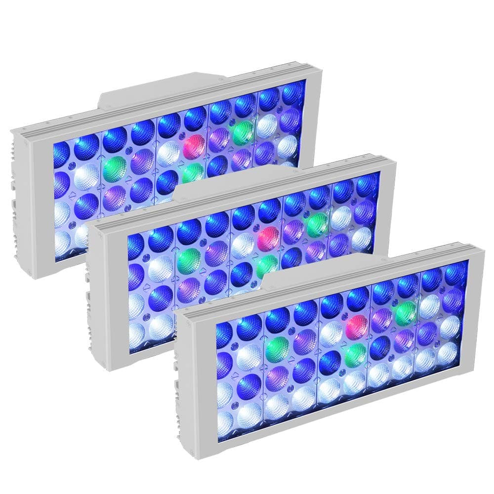 PopBloom Silver Color 360W 3X LED Aquarium Light with 1 Smart Controller, Programmable Coral Fish Light for 48”-60” Marine SPS/LPS Reef Saltwater Tank, Full Color Spectrum Grow Dimmable LED Lam