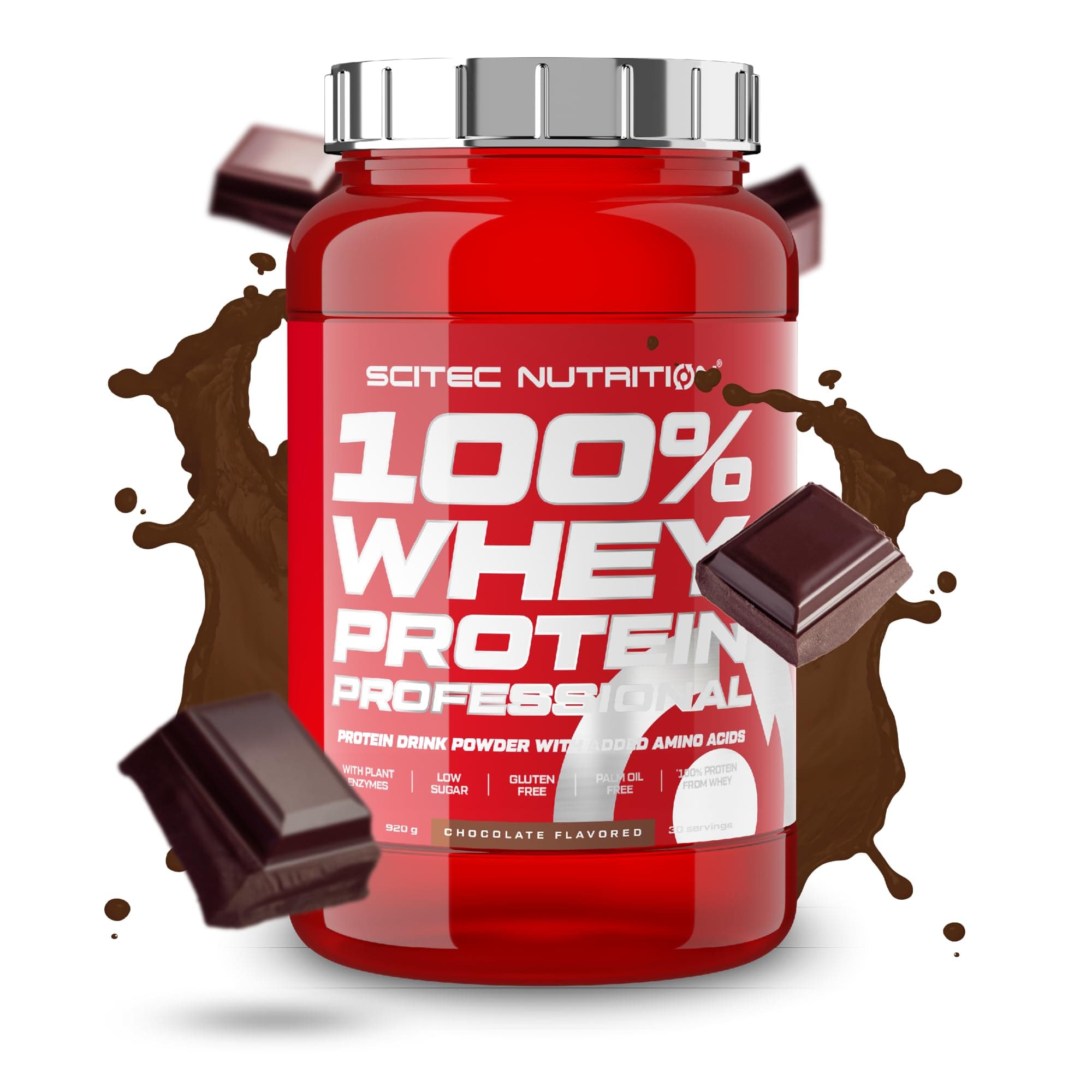 100% Whey Protein Professional – Enhanced with Extra Amino Acids & Digestive Enzymes – Gluten-Free – Palm Oil Free, 920 g, Chocolate
