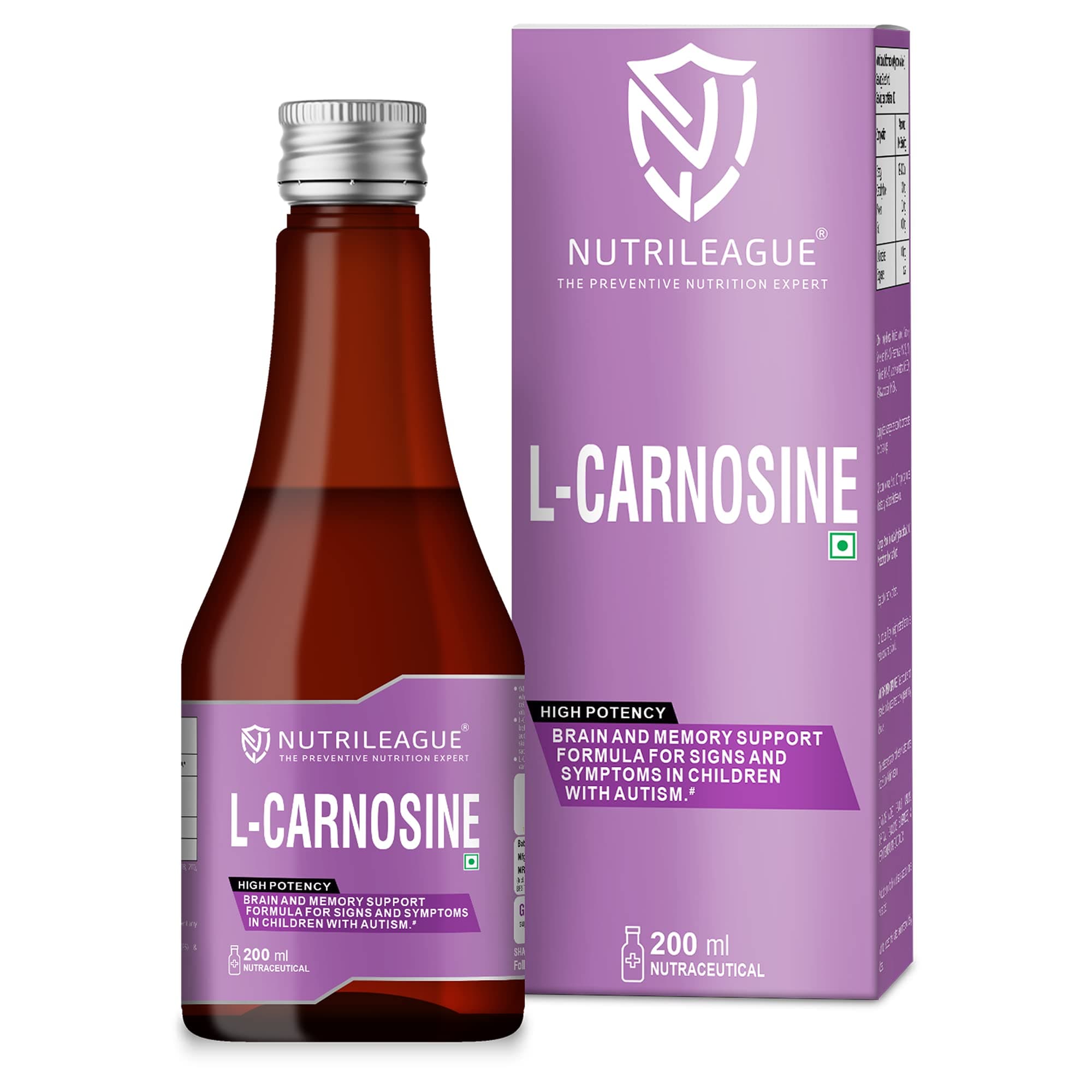 L- Carnosine Syrup | 200 ml | Brain & Memory Support | Autism Care | Supports in Learning Disabilities (Pack Of 1)