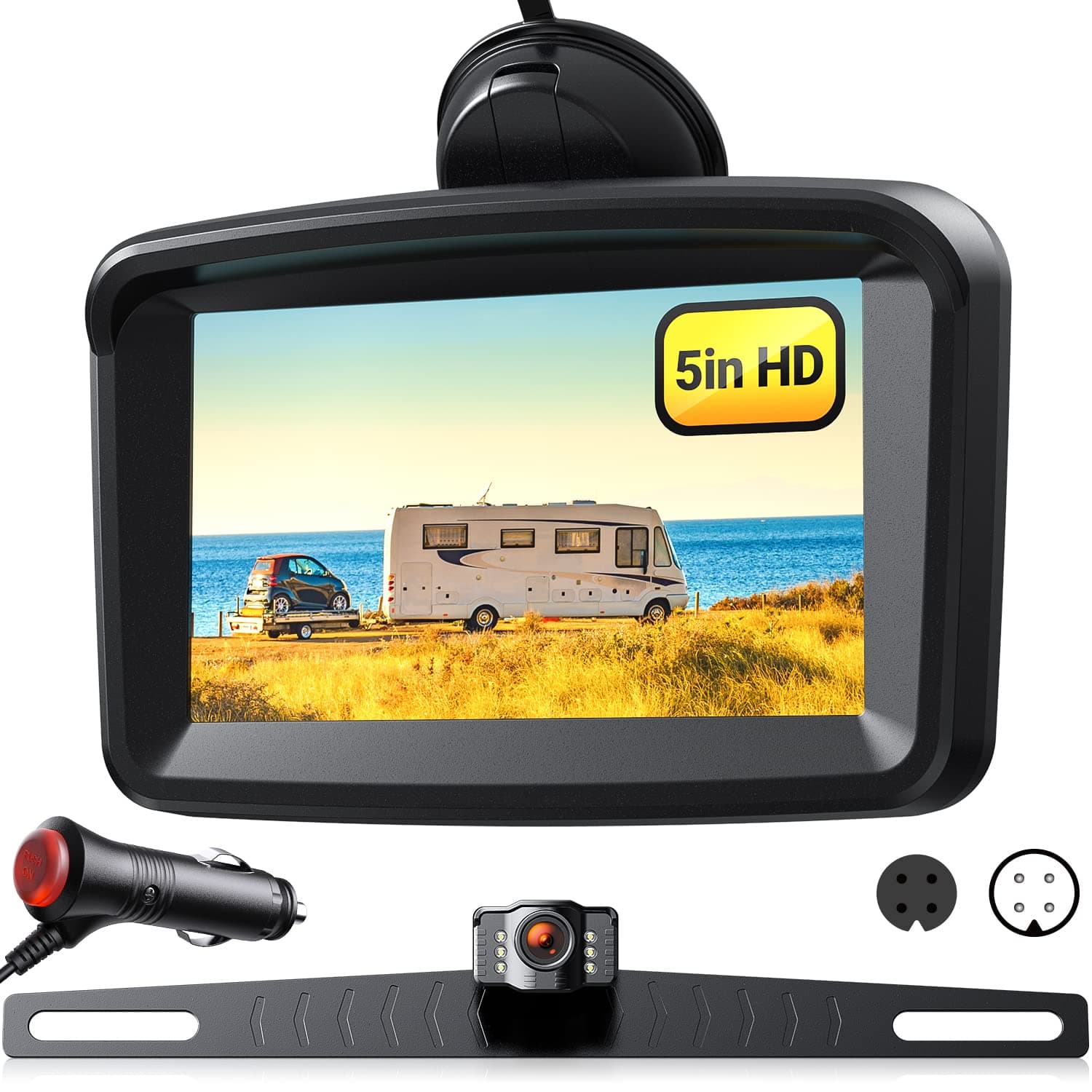 Backup Camera Ease-Setup for Cars: 5-inch HD 1080P Rear View Camera Real Time Image - Waterproof Reverse Camera for Van SUV Truck S3