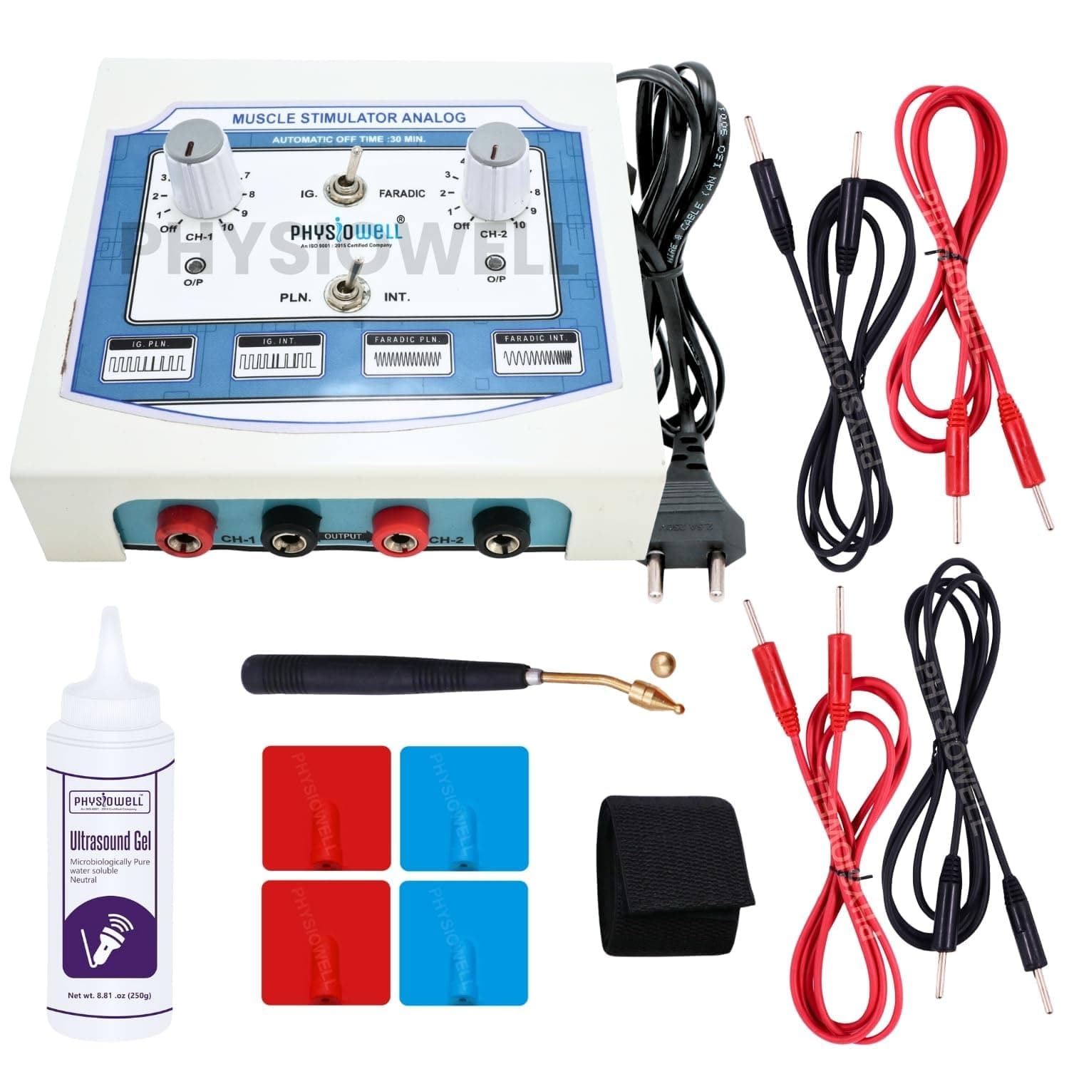 PHYSIOTRACK Mini Muscle Stimulator (MINI MS) 2 Channel Feet Machine for Physiotherapy for Pain Relief Electrotherapy Handheld Massager Machine with One Year Warranty, White