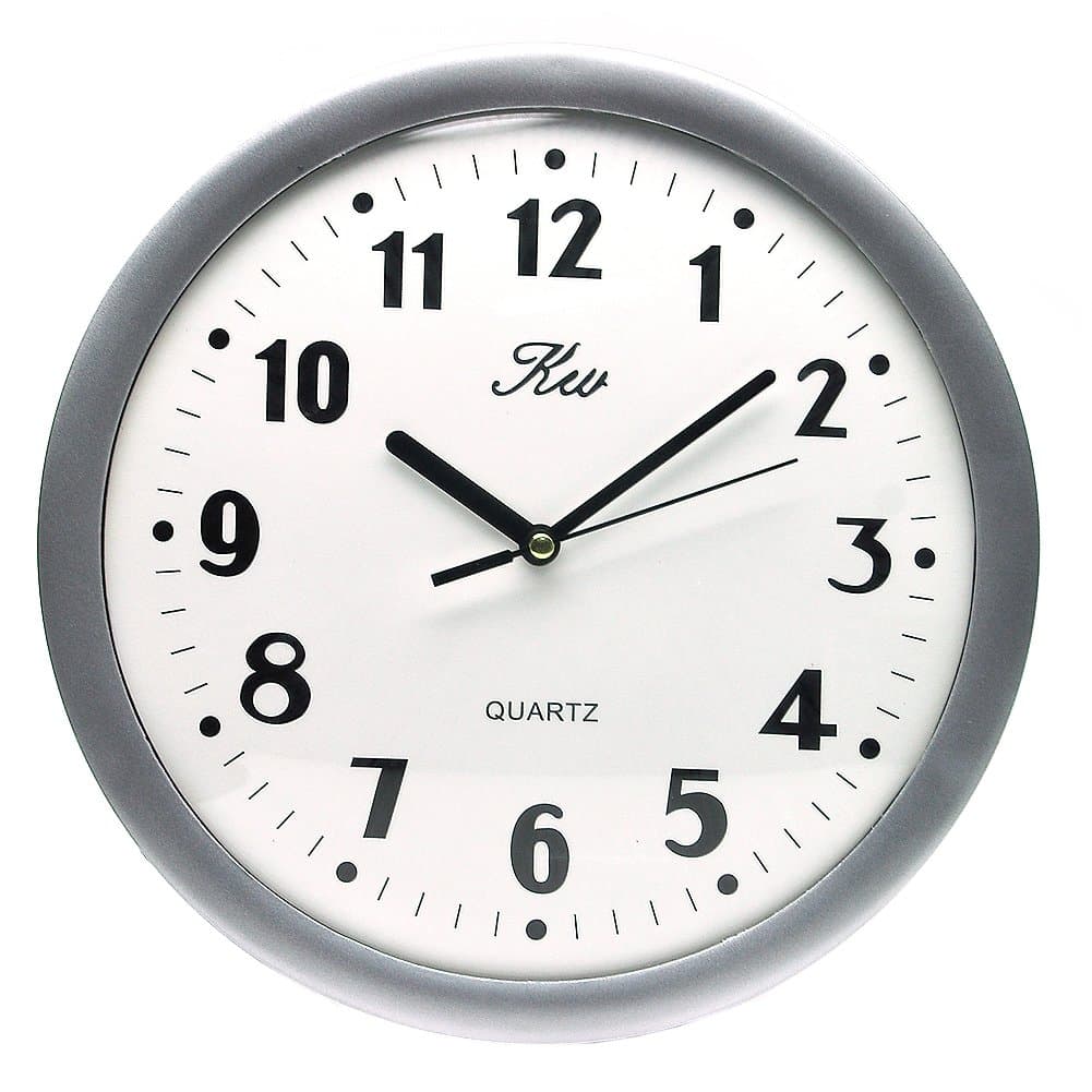 Deedo Silver Modern Non Ticking Silent Quartz Analog Digital Wall Clock