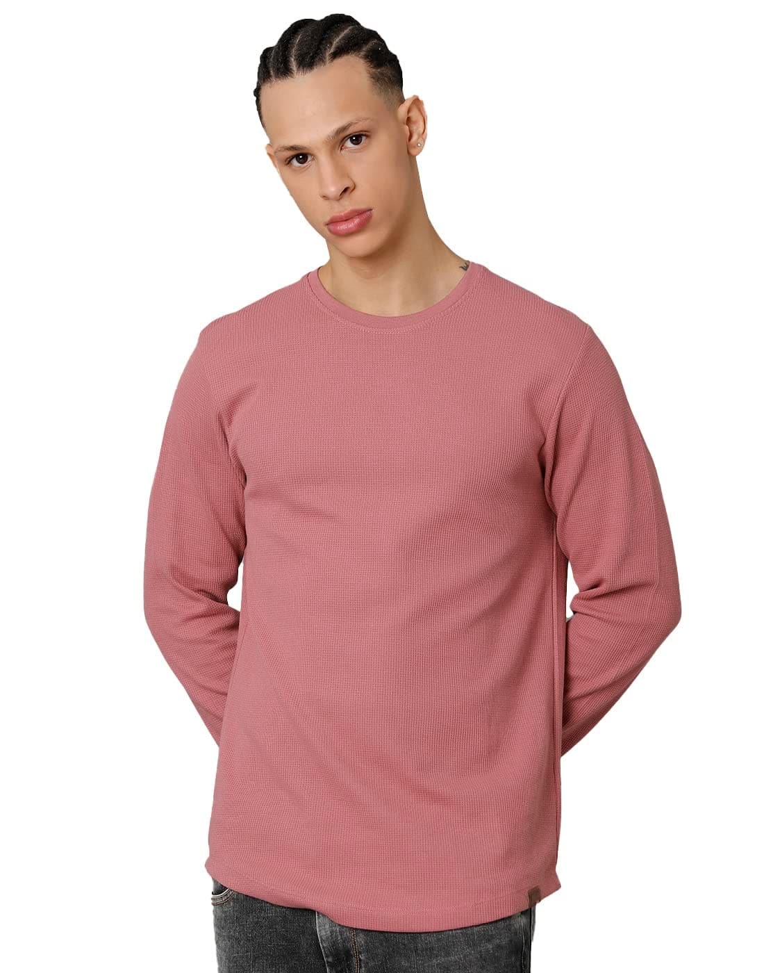 Men's Solid Cotton Blend Regular Fit T-Shirt-VOTS1732-Tshirt