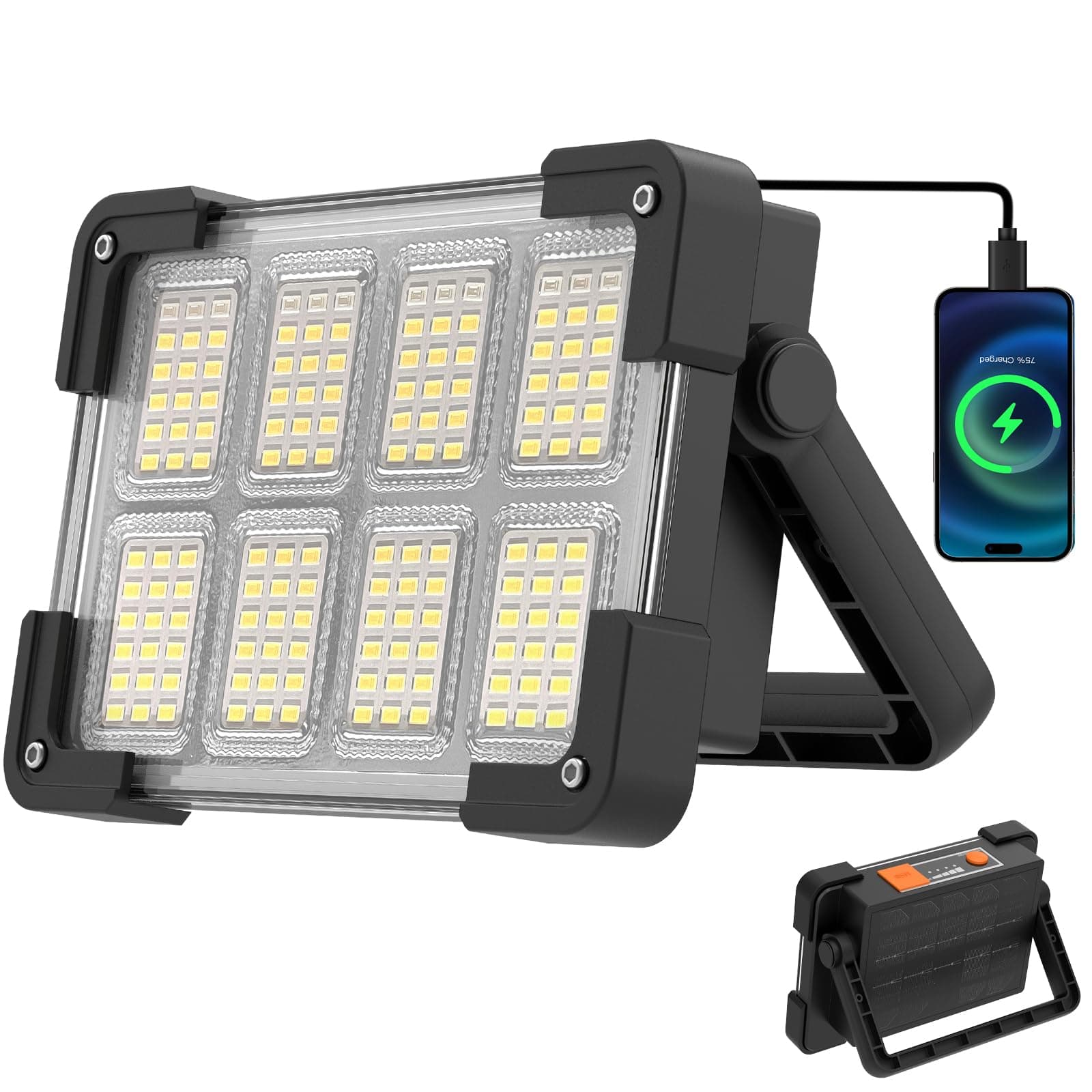 OHAYORI LED Rechargeable Work Light, Portable Floodlight with Power Bank, 4 Modes LED Rechargeable Spotlight, Waterproof Outdoor Emergency Light is a Work Light used for Fishing, Hiking, Car Repairing