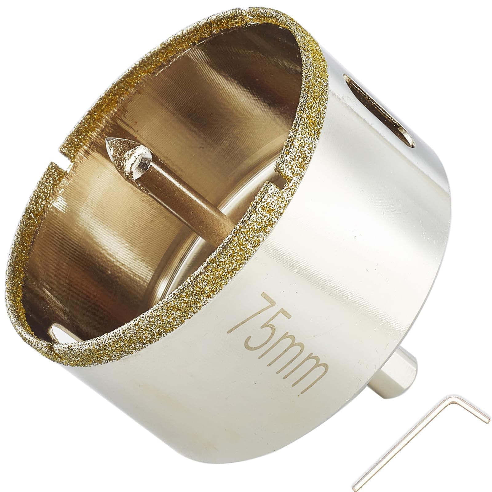 3 Inch Diamond Hole Saw with Pilot Bit, 3" Diamond Tipped Tile Hole Saw with Guiding Drill Bit in The Center for Porcelain Tile, Ceramics, Marble and Granite