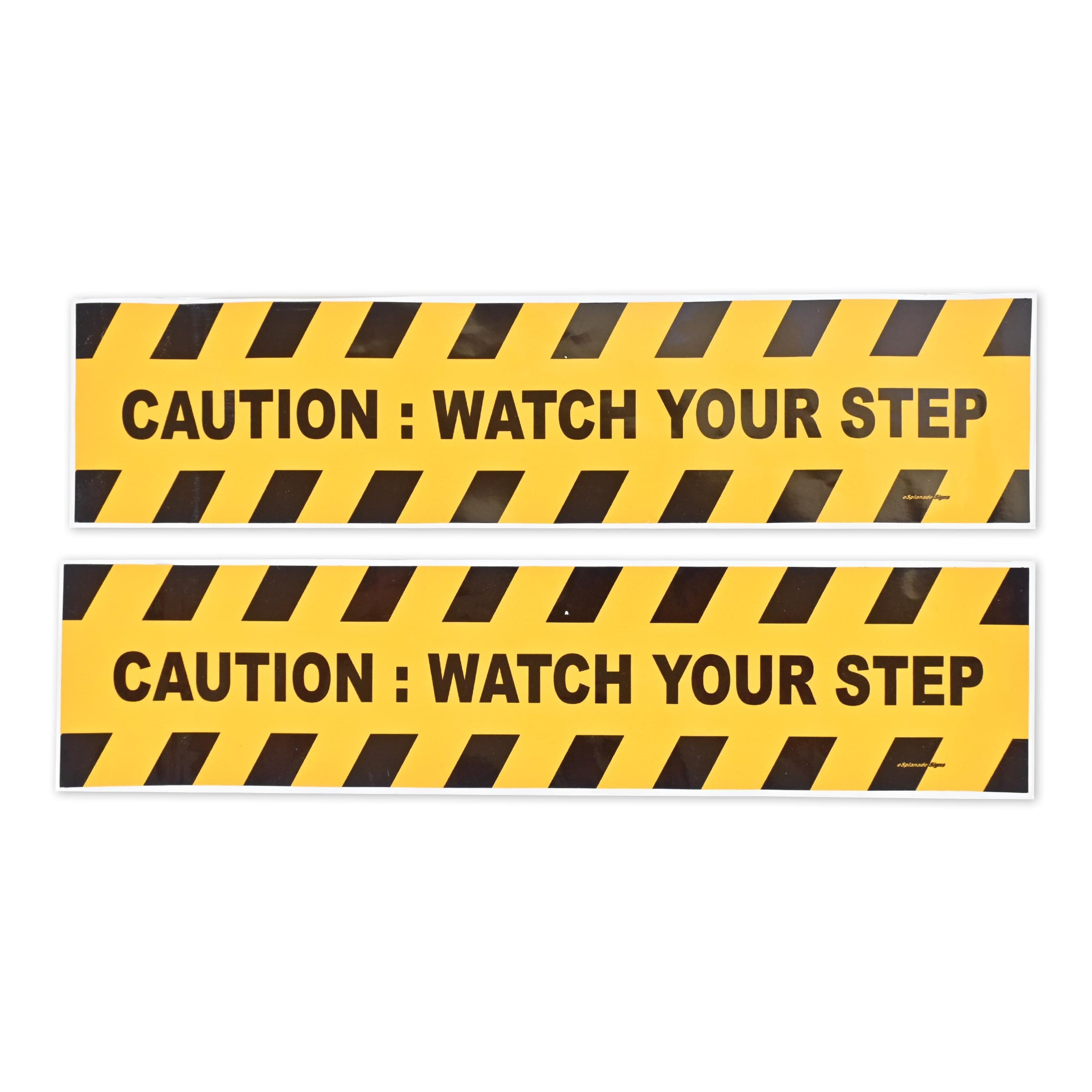 eSplanade Caution Watch Your Step Sign Sticker Decal - Easy to Mount Weather Resistant Long Lasting Ink Size (13.78" x 3.15")