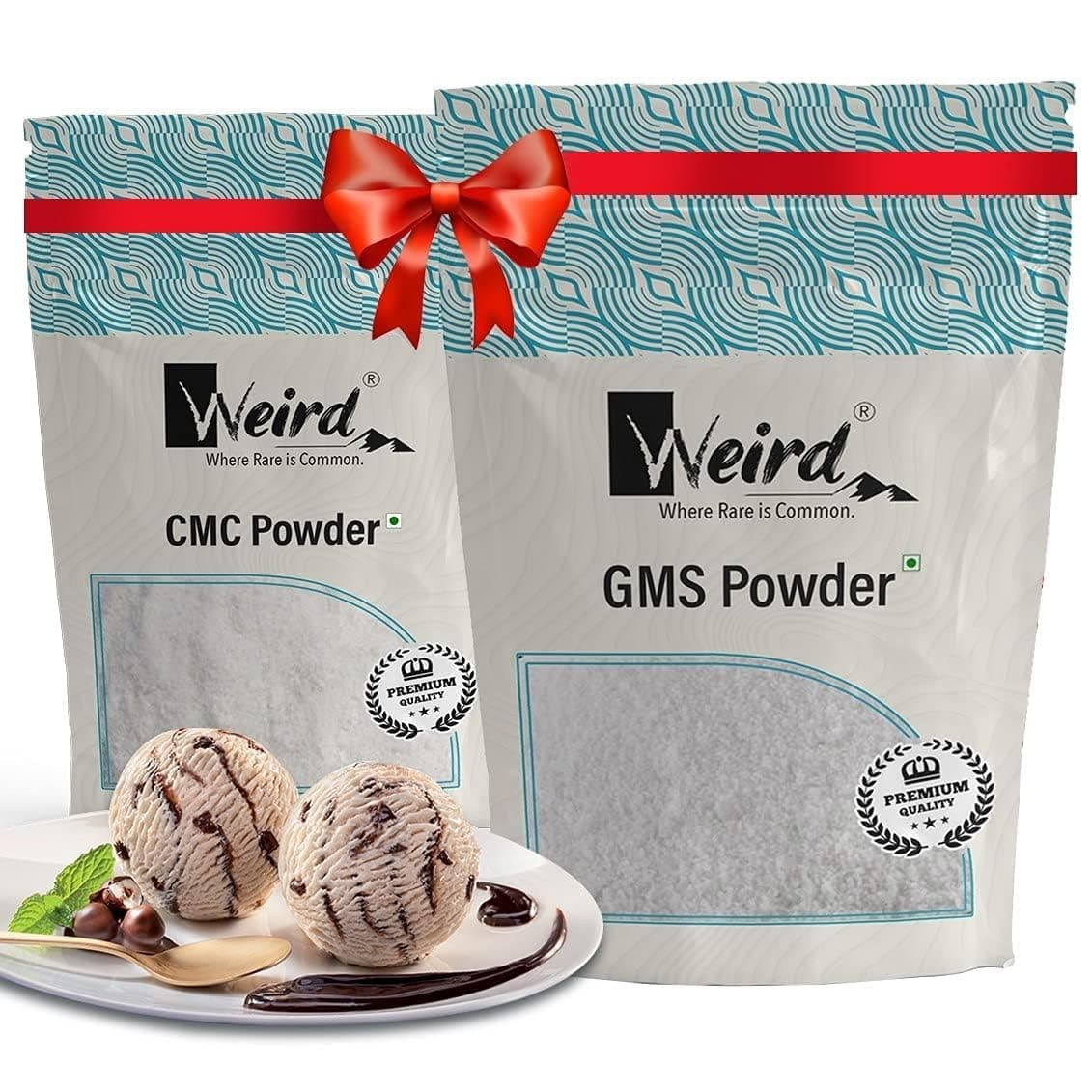 WEIRD Ice Cream Powder Combo CMC and GMS (100GM Each) for Making Soft, Smooth and Creamy Ice Creams, Enhance Your Baked Goods with Our CMC GMS Powder - Perfect For Better Texture & Moisture Retention