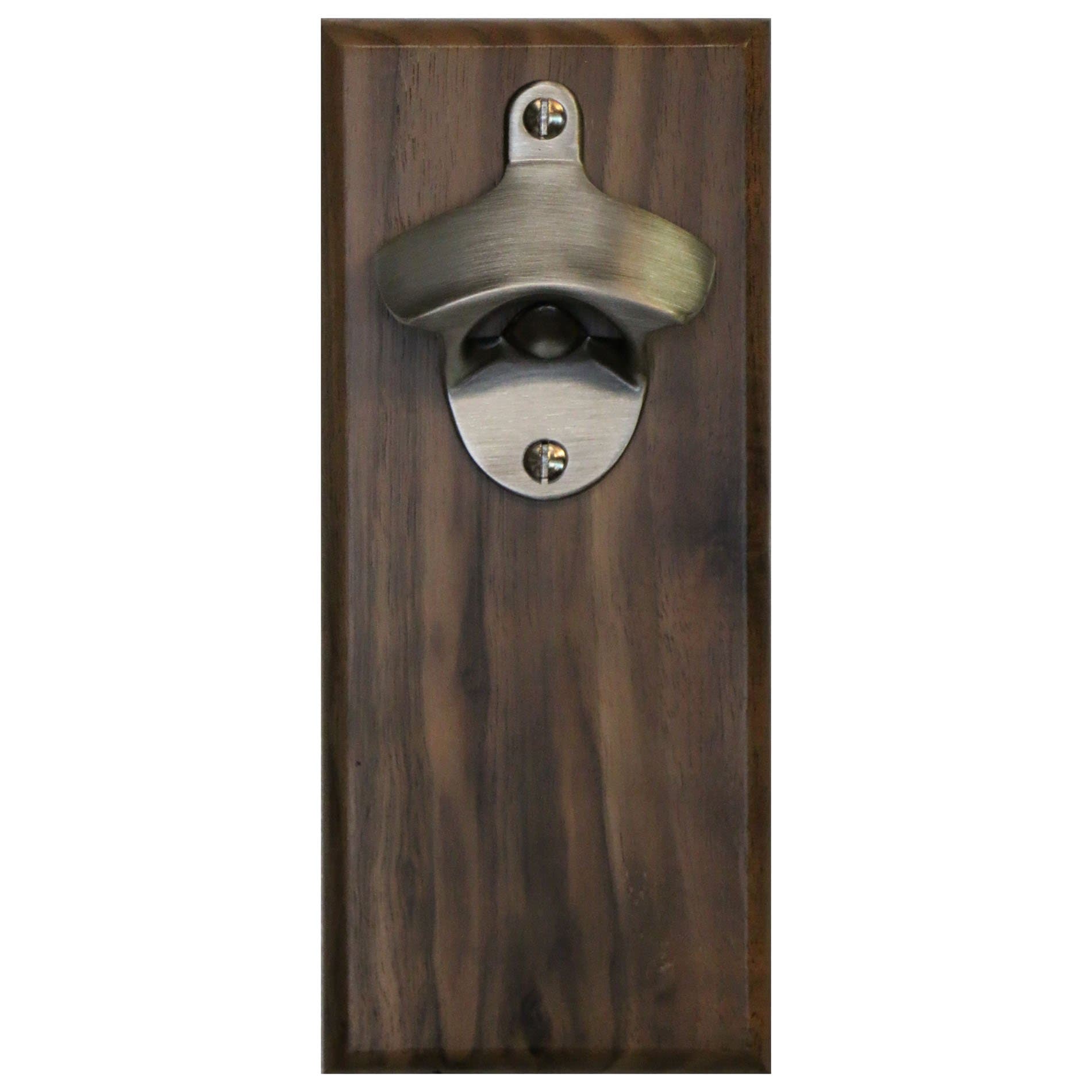 Magnetic Bottle Opener - Solid Walnut with Brushed Nickel Opener