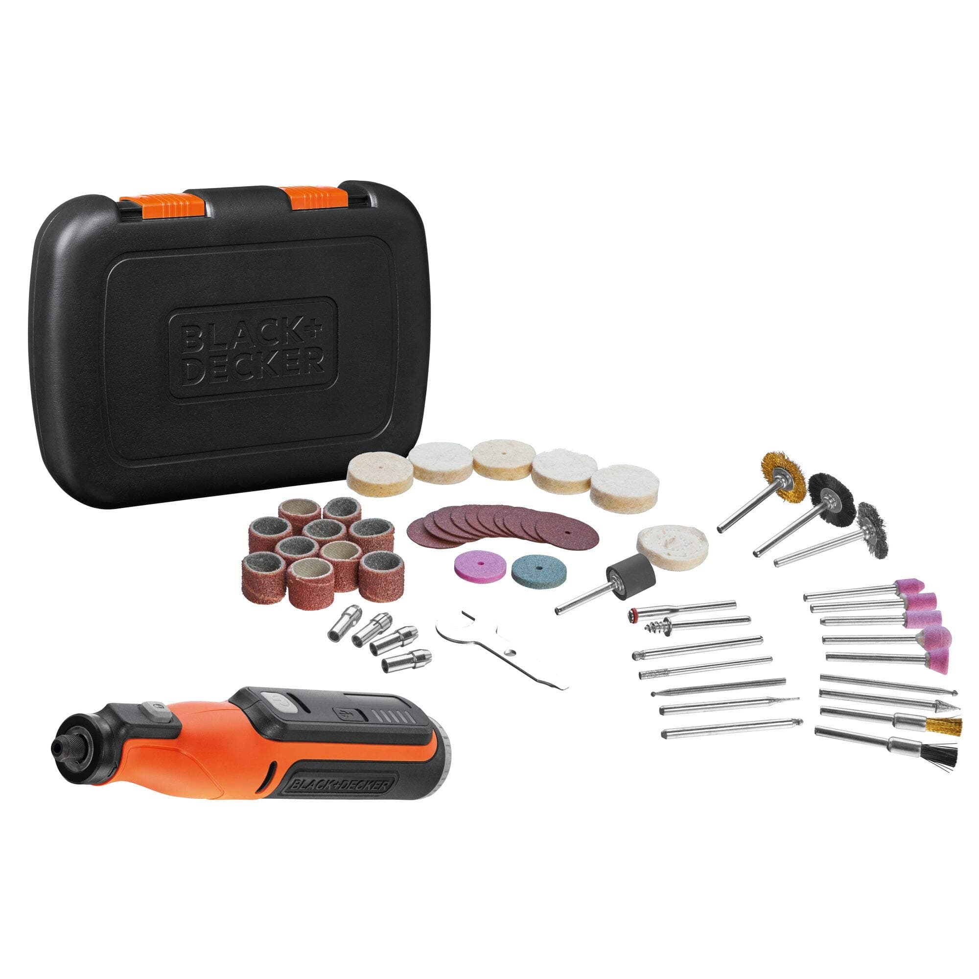 BLACK+DECKER Cordless Rotary Tool 8V + 53pcs Accessories + Kit Box BCRT8IK-XJ