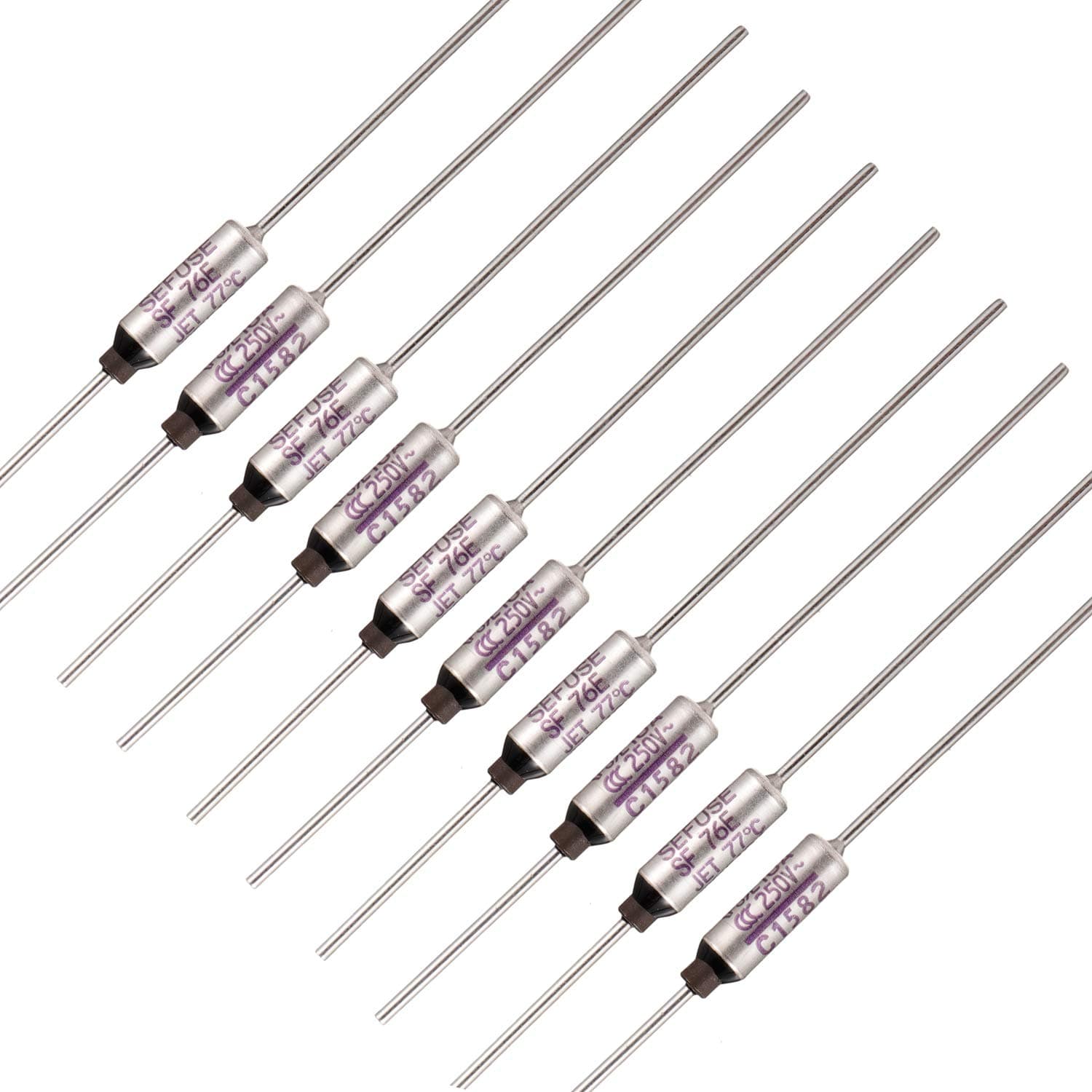 SF76E SEFUSE 10A 250V Thermal Fuses 77 Degrees Celsius Thermal Cutoffs (Pack of 10)