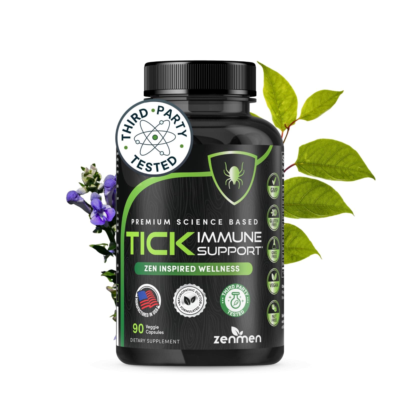 Tick Bite Immune Support Supplement - Japanese Knotweed, Cat's Claw, Chinese Skullcap, Cryptolepis Sanguinolenta, Black Walnut, Black Pepper Extract, Sweet Wormwood Capsules - 120 Vegan Capsules