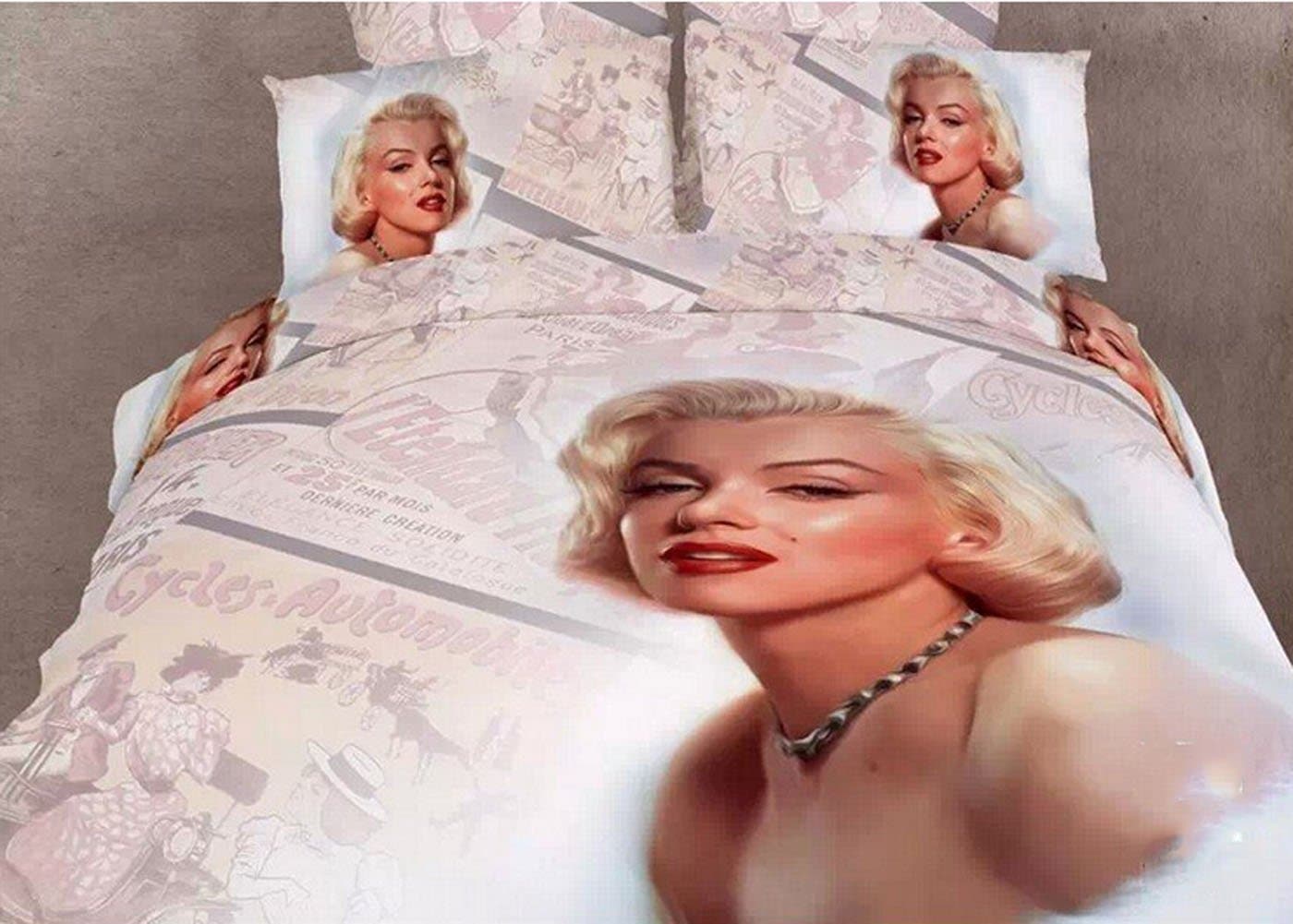 Marilyn Monroe Print Bedding Set 5 Pieces 100% Cotton Queen Size