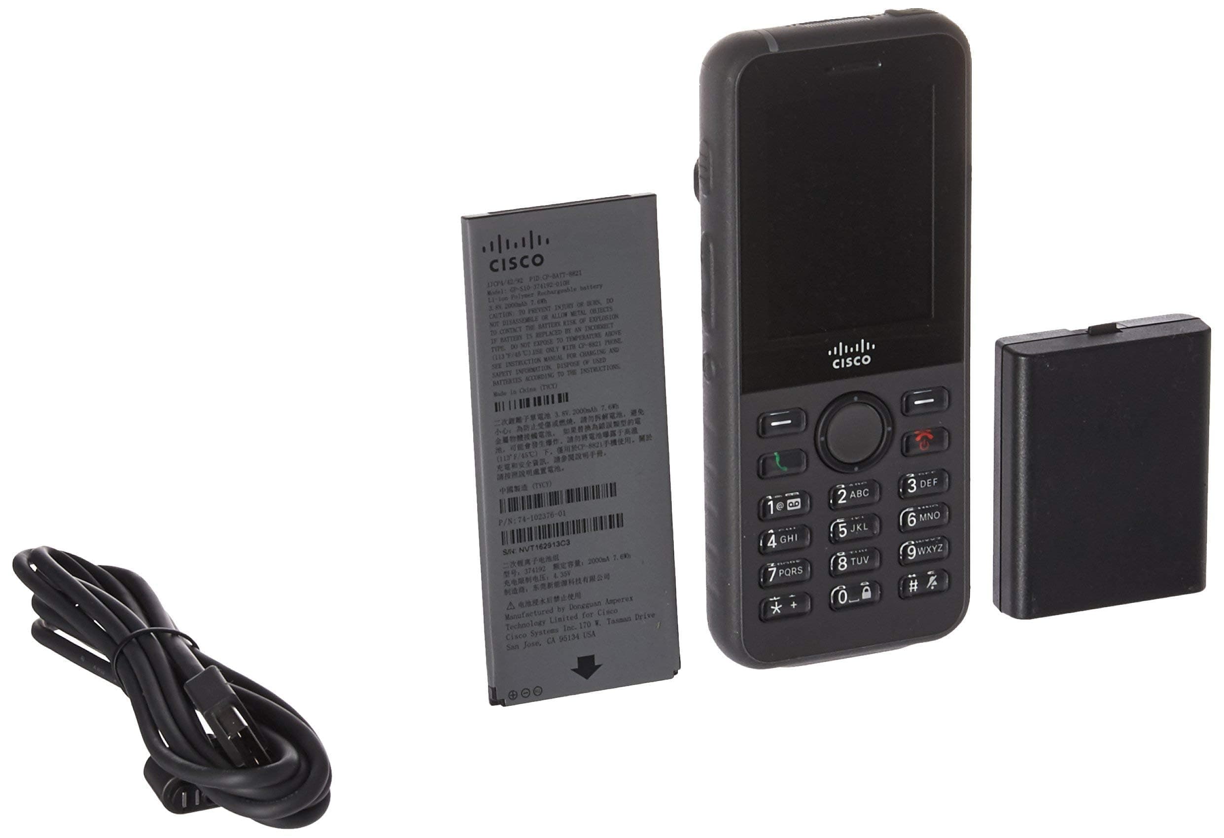 Cisco Unified Wireless IP Phone 8821 - Cordless Extension Handset - Bluetooth Interface - 2.4" Black CP-8821-K9 (Renewed)