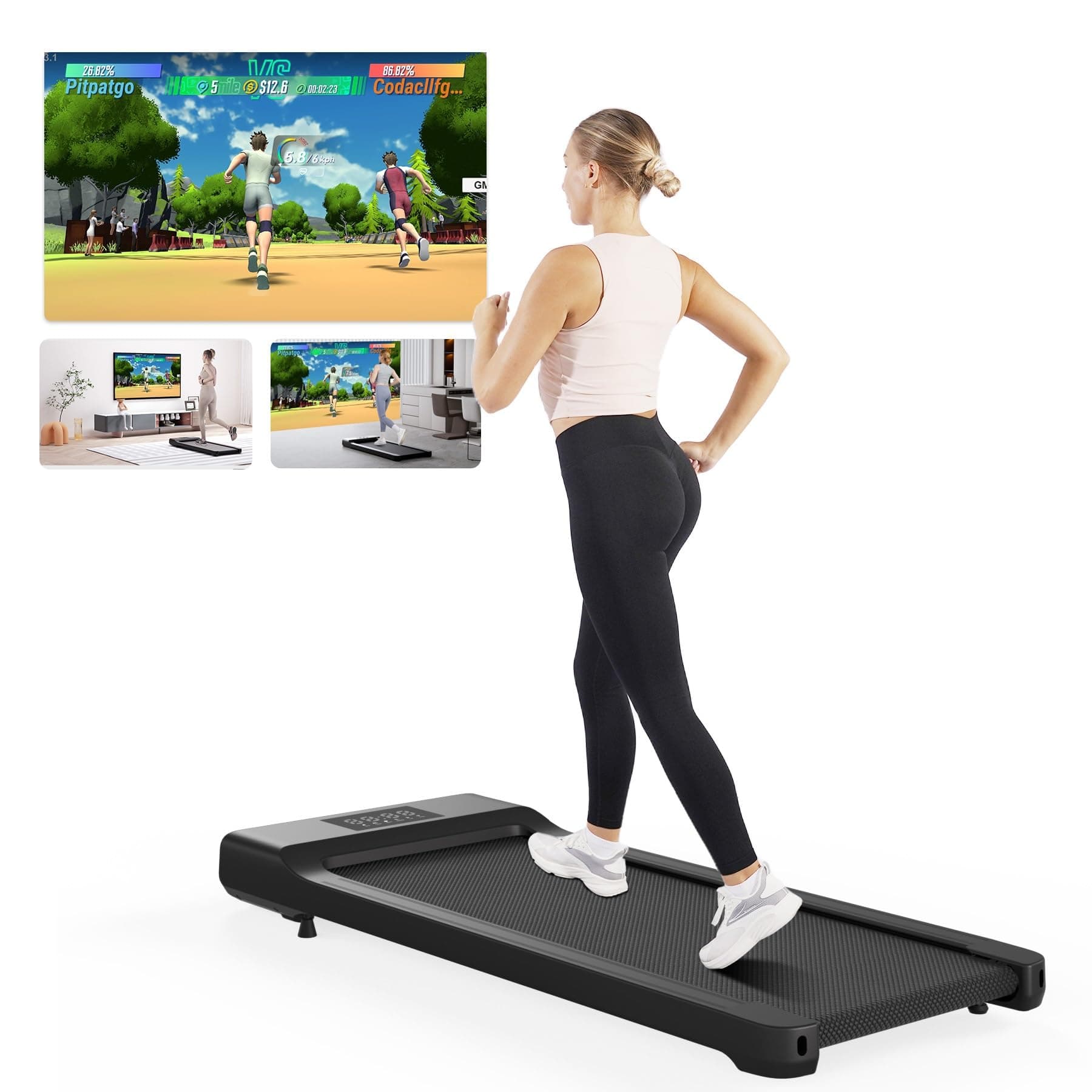 MJWWWalking Pad Raceable with APP Control, Under Desk Treadmill for Home Suitable for High-tech Wearable Devices, Walking Machine Max 136kg159kg with AI Training and Door to Door Delivery