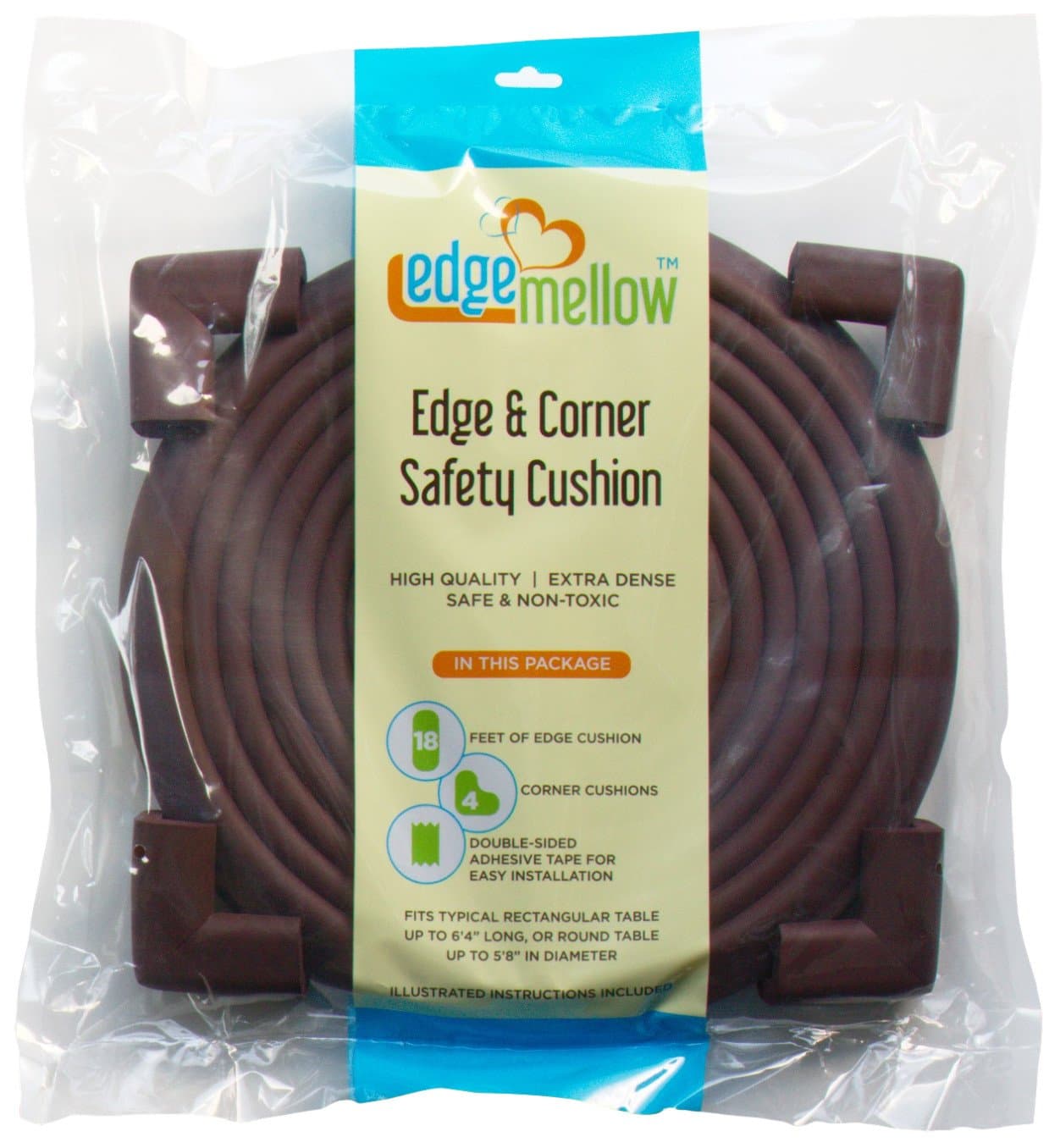 18ft Edge + 4 Corners + Tape, Premium, Extra Dense Safety Cushion (Brown) Sale