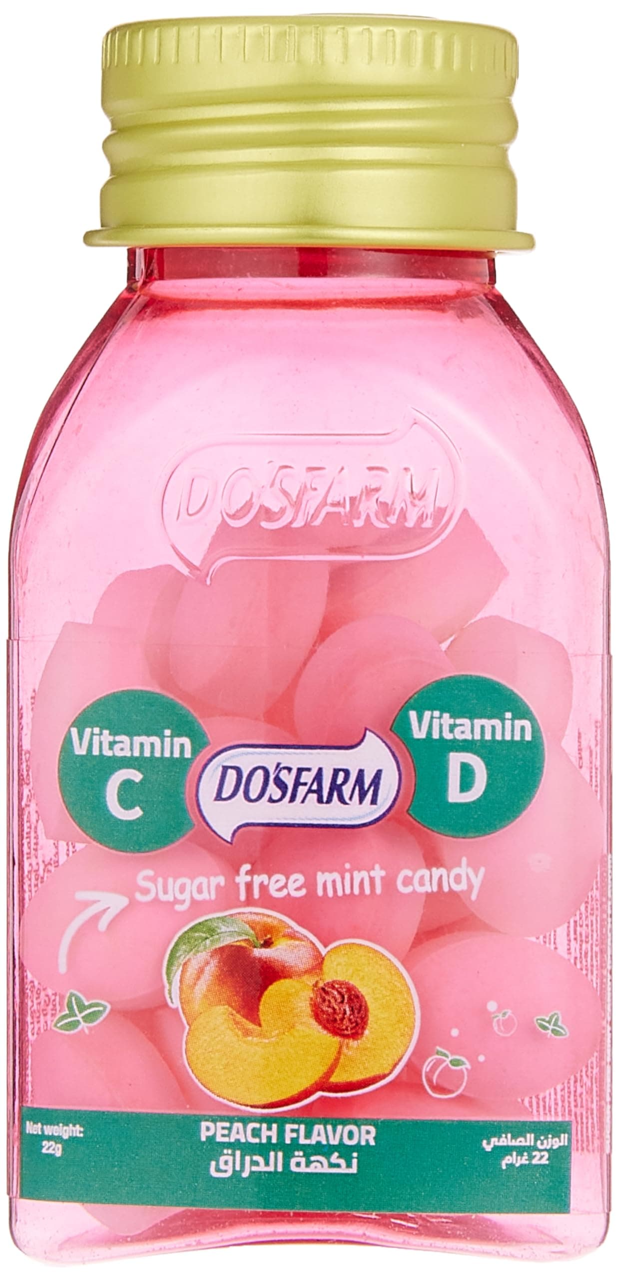 Dosfarm Sugar Free Mints Peach Flavor Candy 22 g