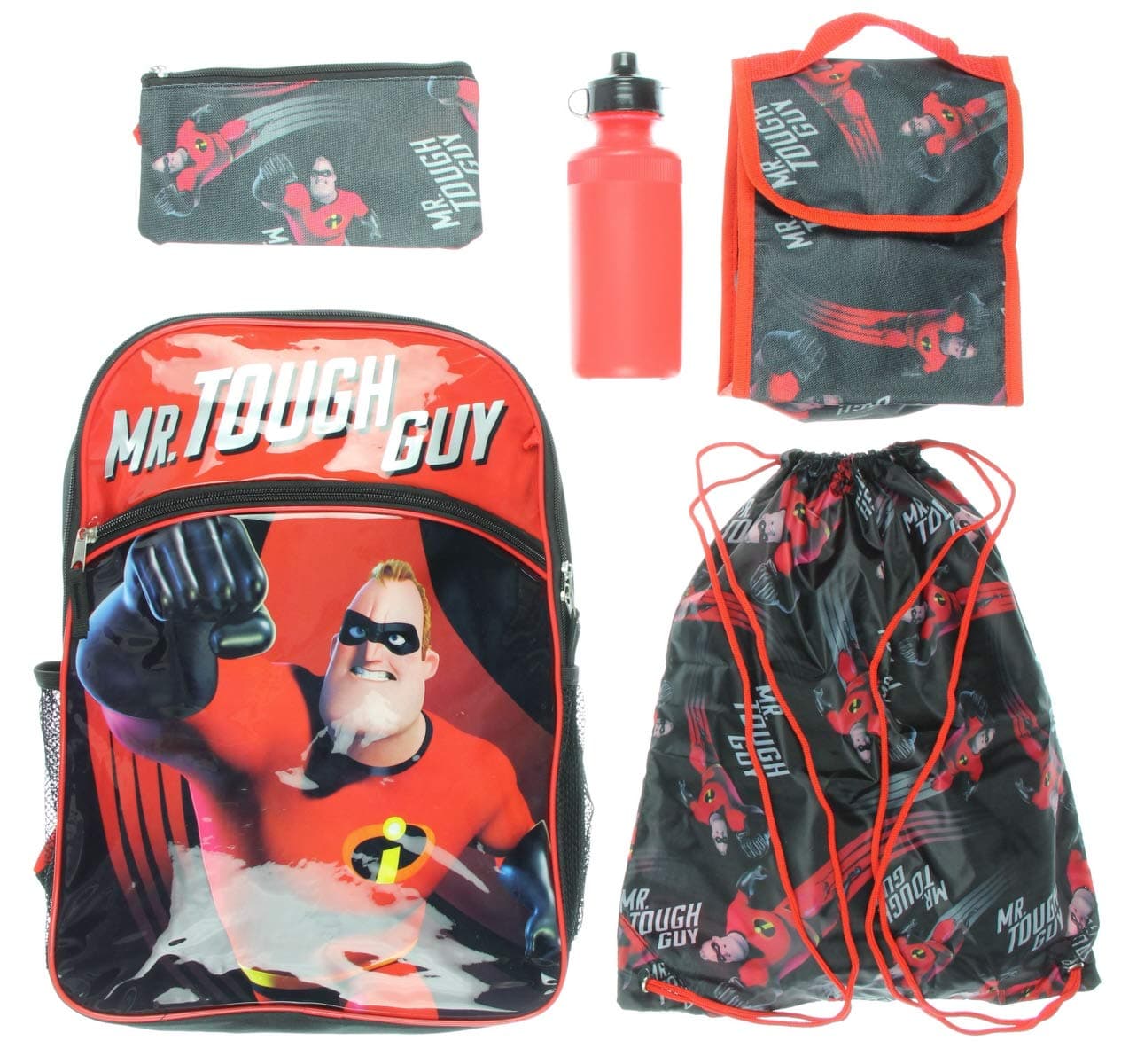 Incredibles 2 Backpack Kids 5 PC Lunch Box Water Bottle Cinch Bag School Set