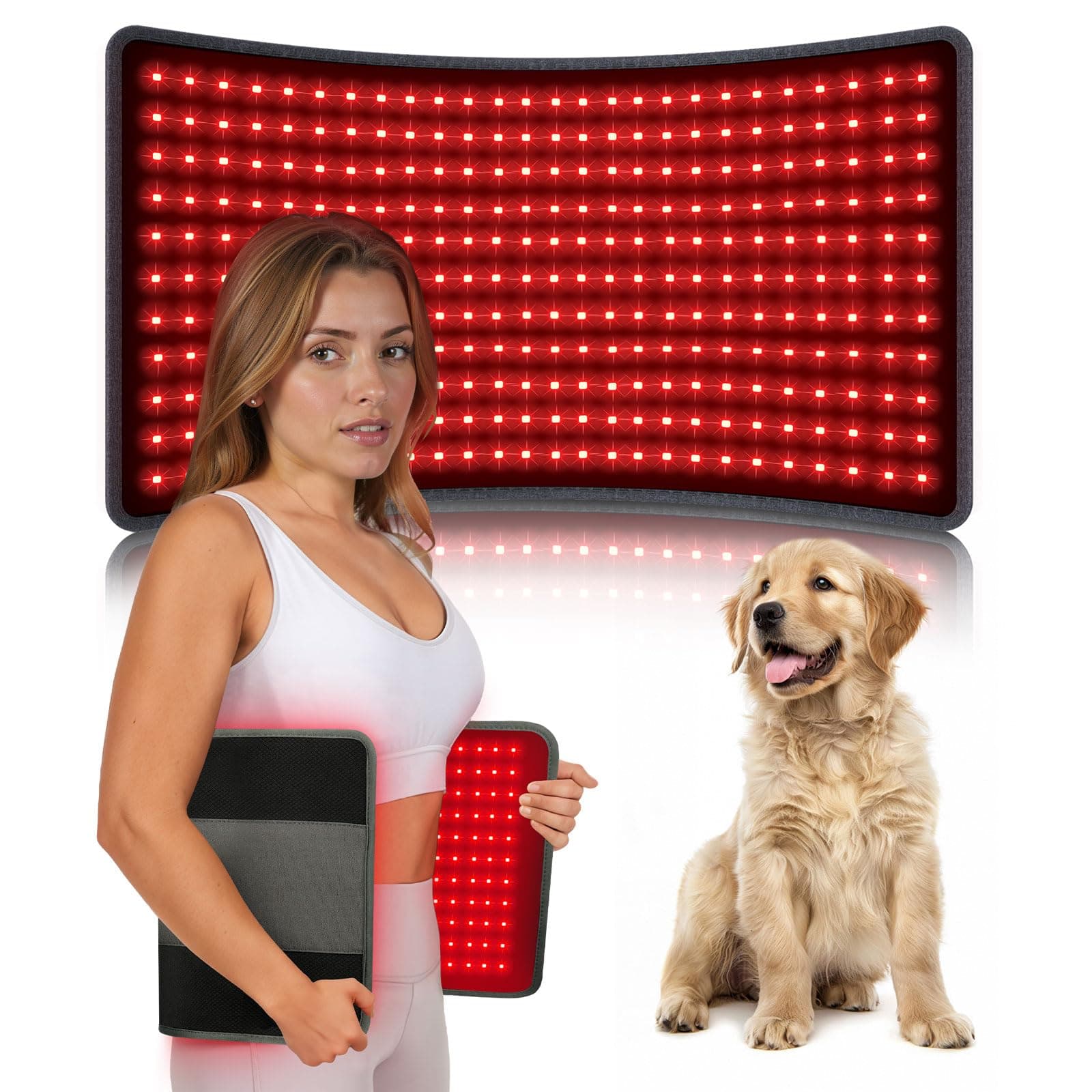 Comfytemp Red Light Therapy Pad for Body, Large Near Infrared Light Therapy Wrap with Timer, 32W Ligh Therapy Wrap with Band for Back Belly Leg Knee Thigh