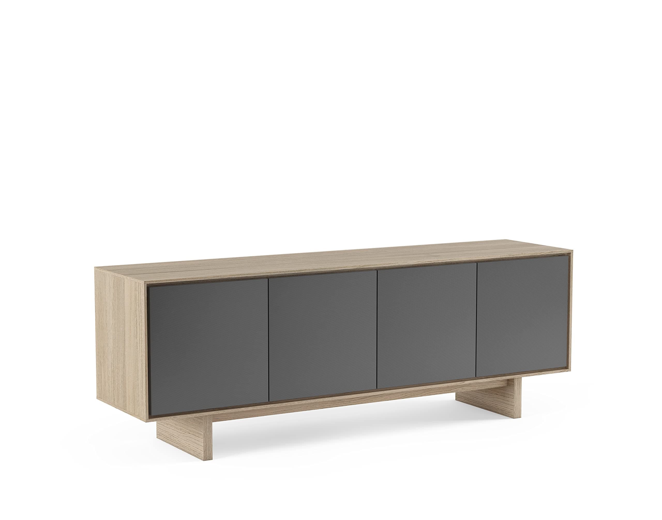 BDI Octave 8379 Quad-Width Media Cabinet, Drift Oak with Grey Flat Doors