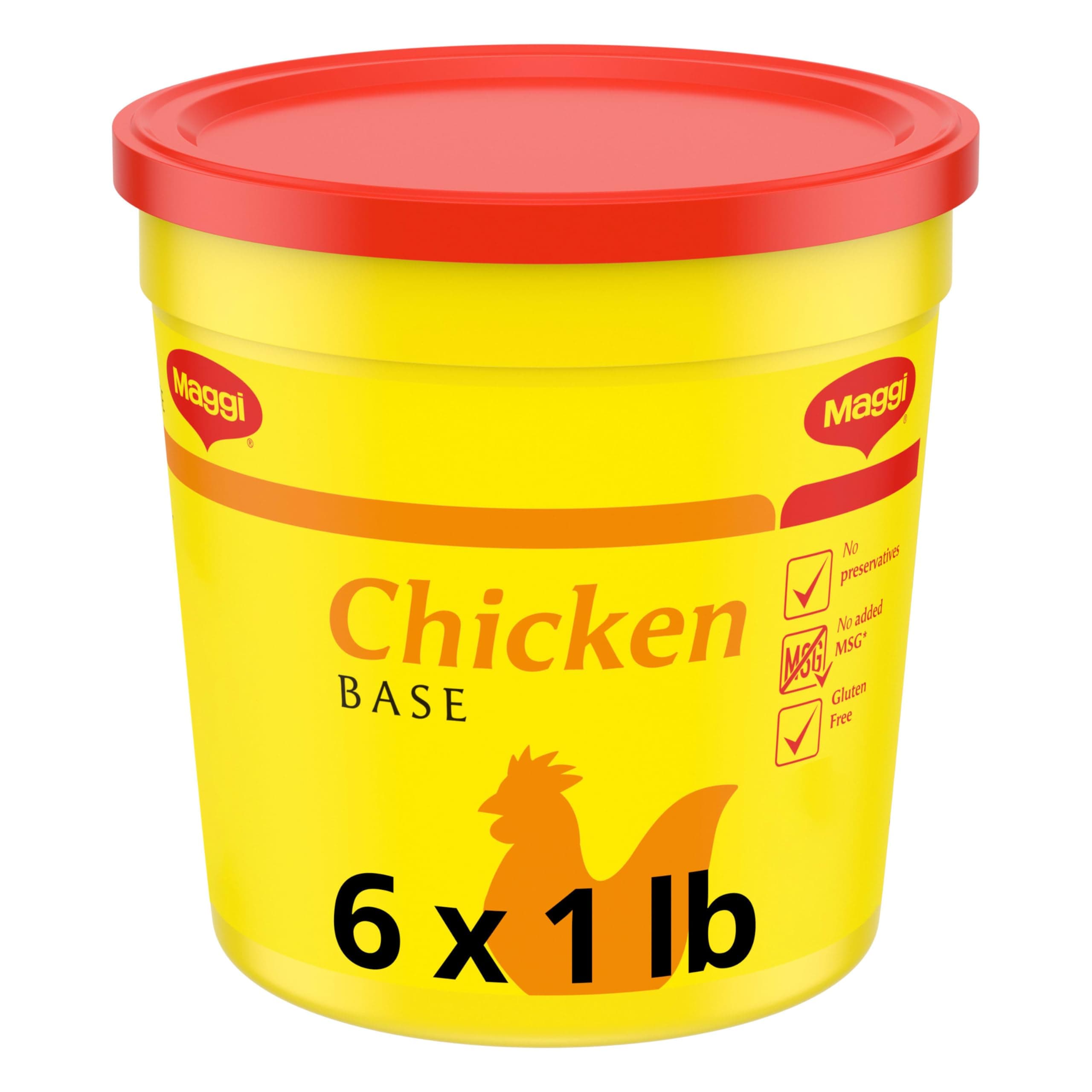 Chicken Base, Stock and Bouillon, Gluten Free, No MSG, Bulk 1 lb Tub (Pack of 6)