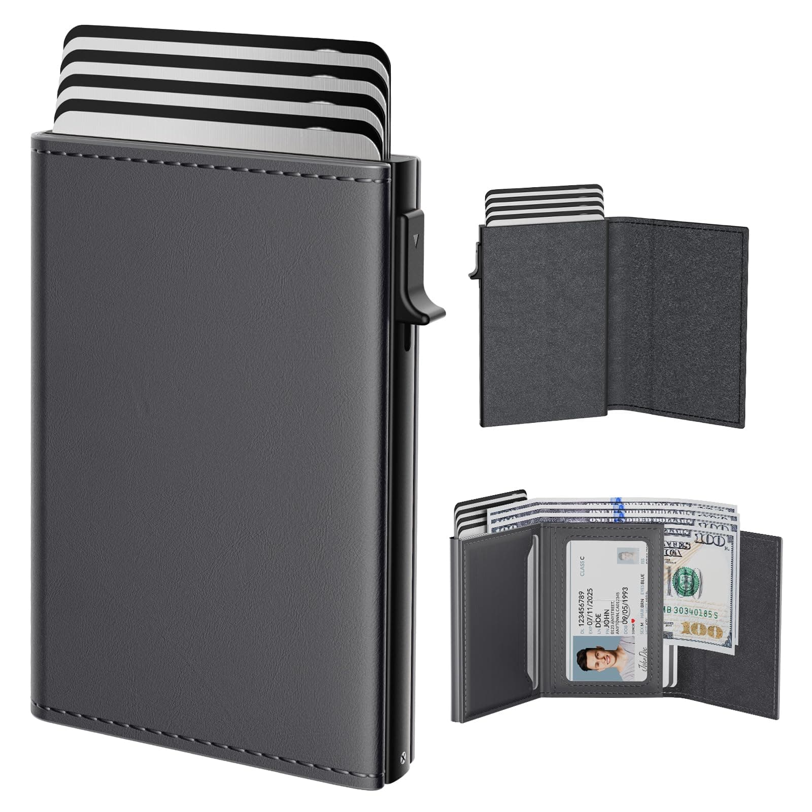 Mens Wallet Card Holder, Deep Grey