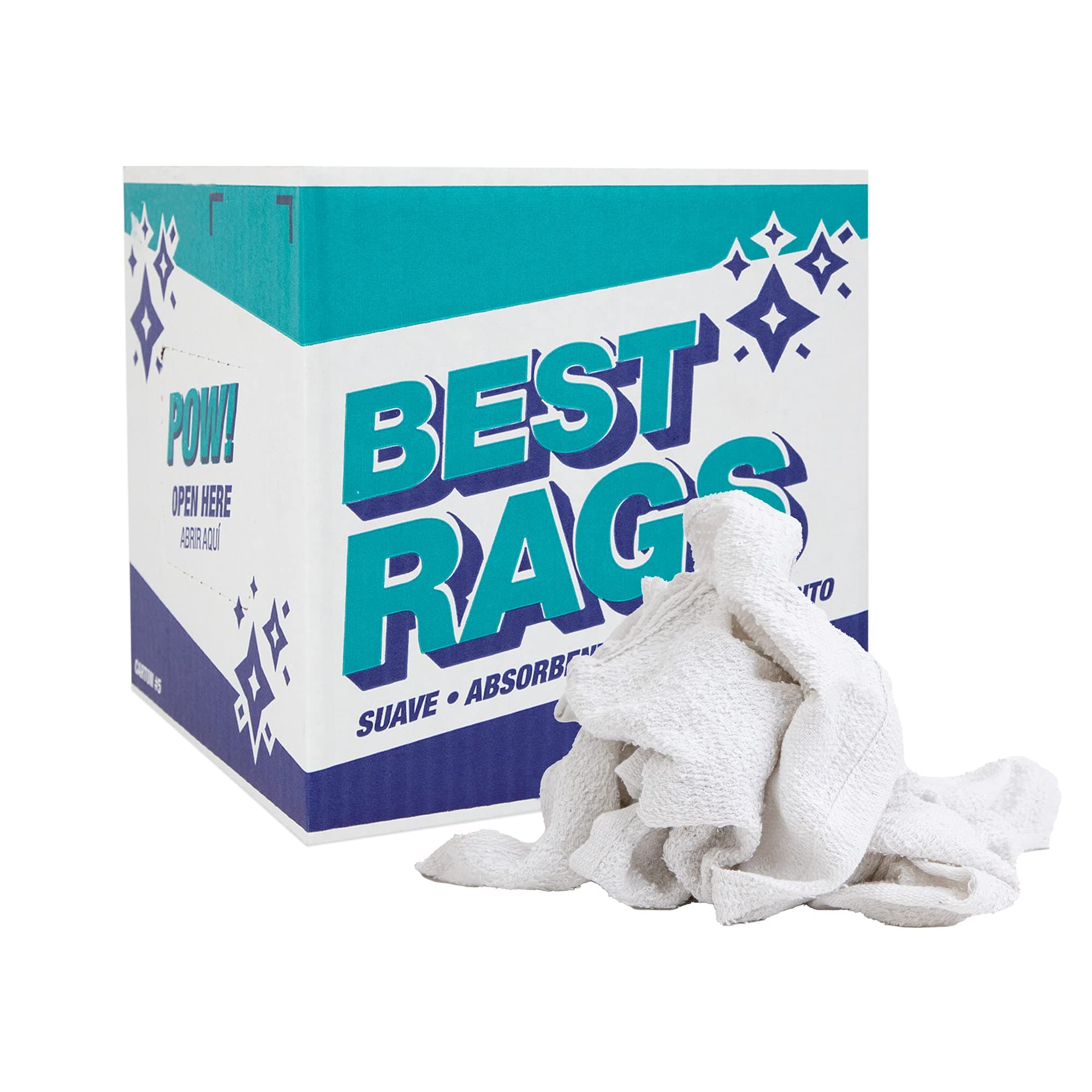 Arkwright W11 Terry Cloth Towels for Cleaning - Soft Cotton Blend Washable Multi-Purpose Bar Mop, Absorbent & Quick Dry, Box of Rags for Kitchen, Auto Shop, and Garage, 5 lb, White