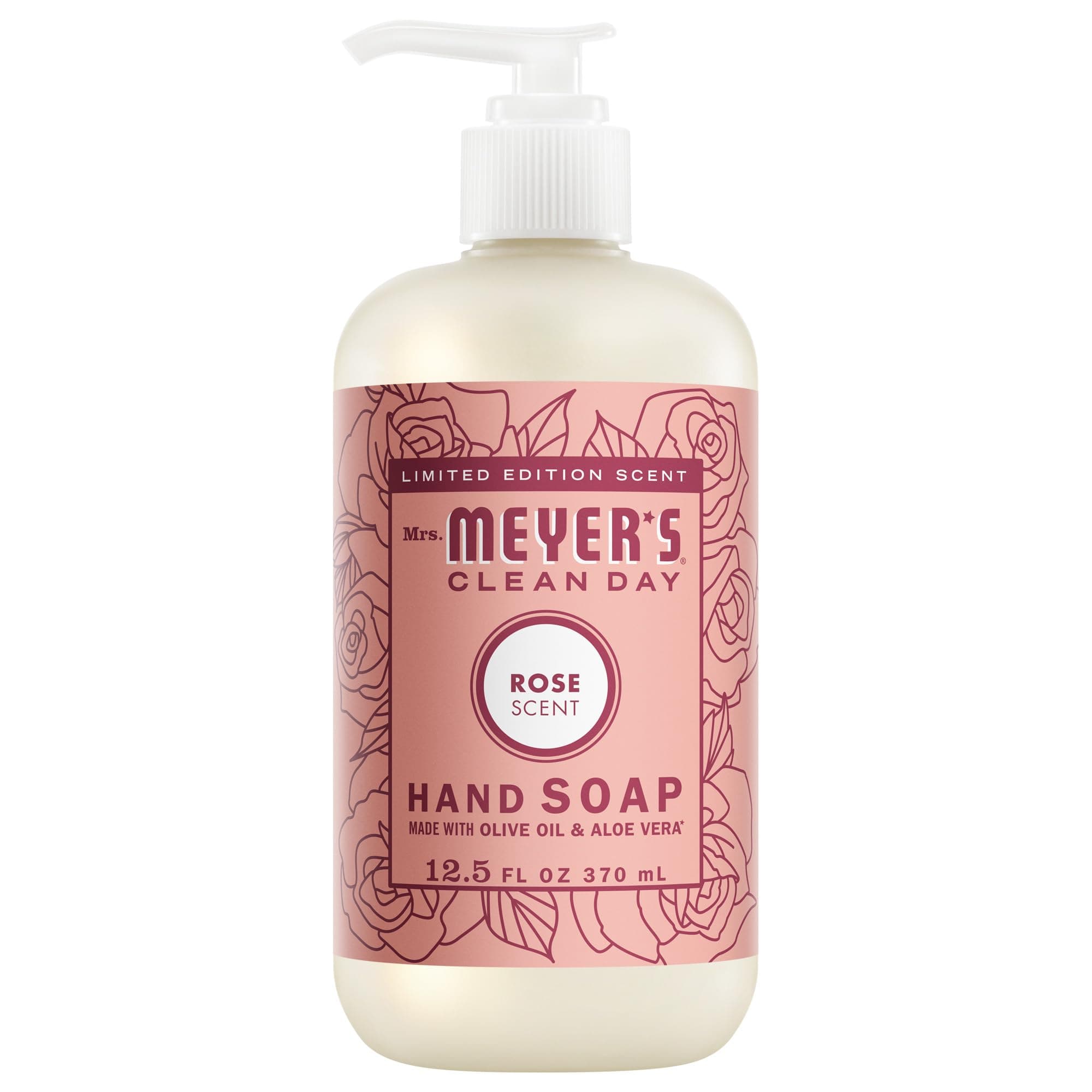 MRS. MEYER'S CLEAN DAY Hand Soap, Rose Scent, 12.5 Fl Oz Bottle
