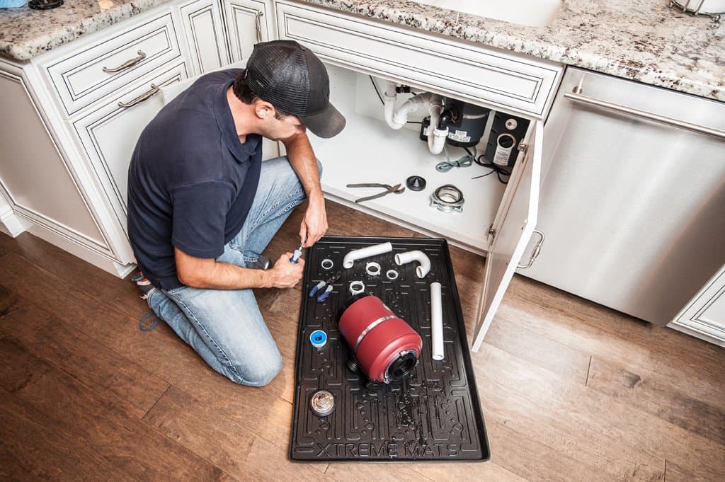 Xtreme Mats Under Sink Bathroom Cabinet Mat, 27 3/8 X 18 1/2, Black