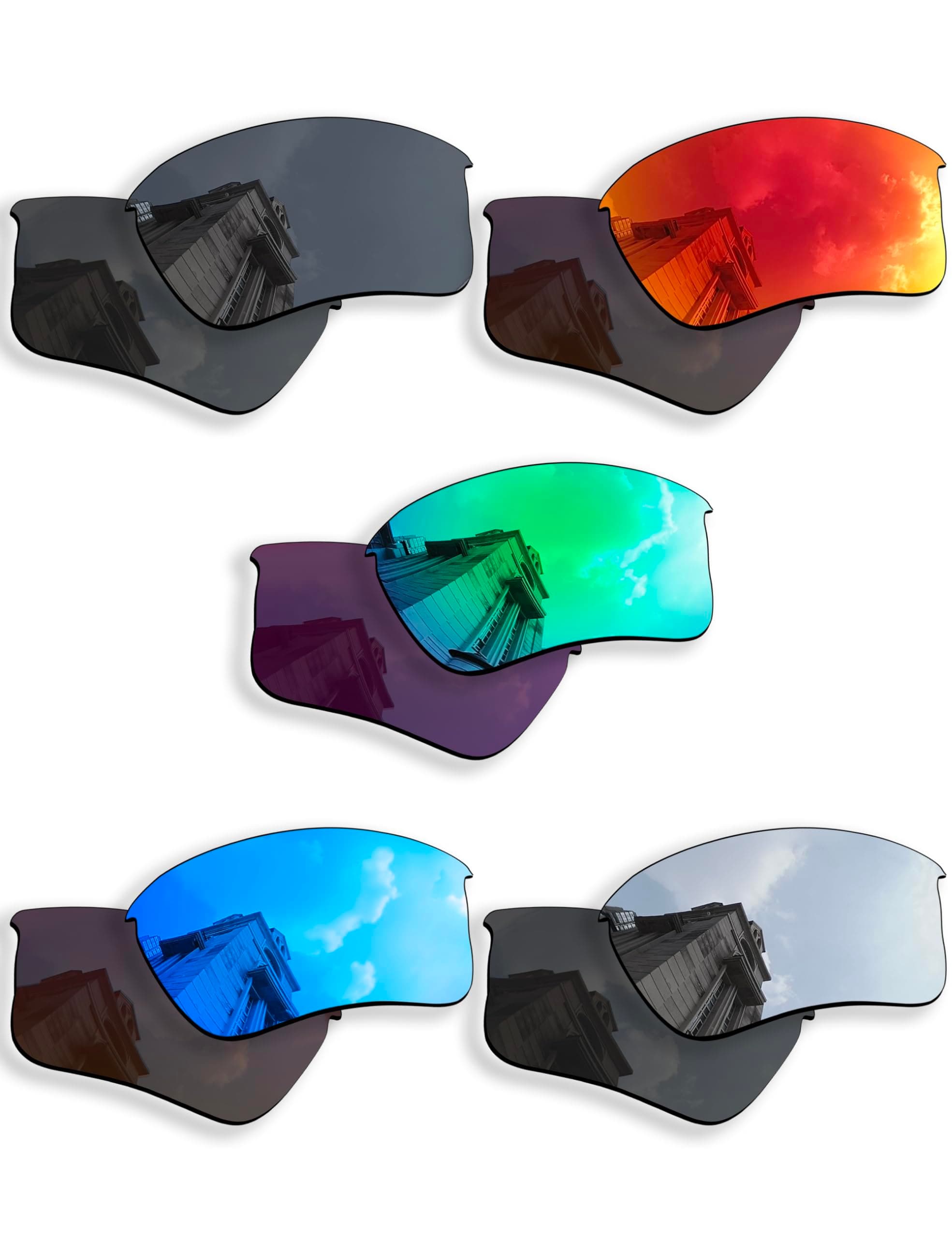 5 Pairs Polarized Replacement Lenses for Oakley Half Jacket 2.0 XL OO9154 Sunglasses, Anti-Scratch and Impact Resistant