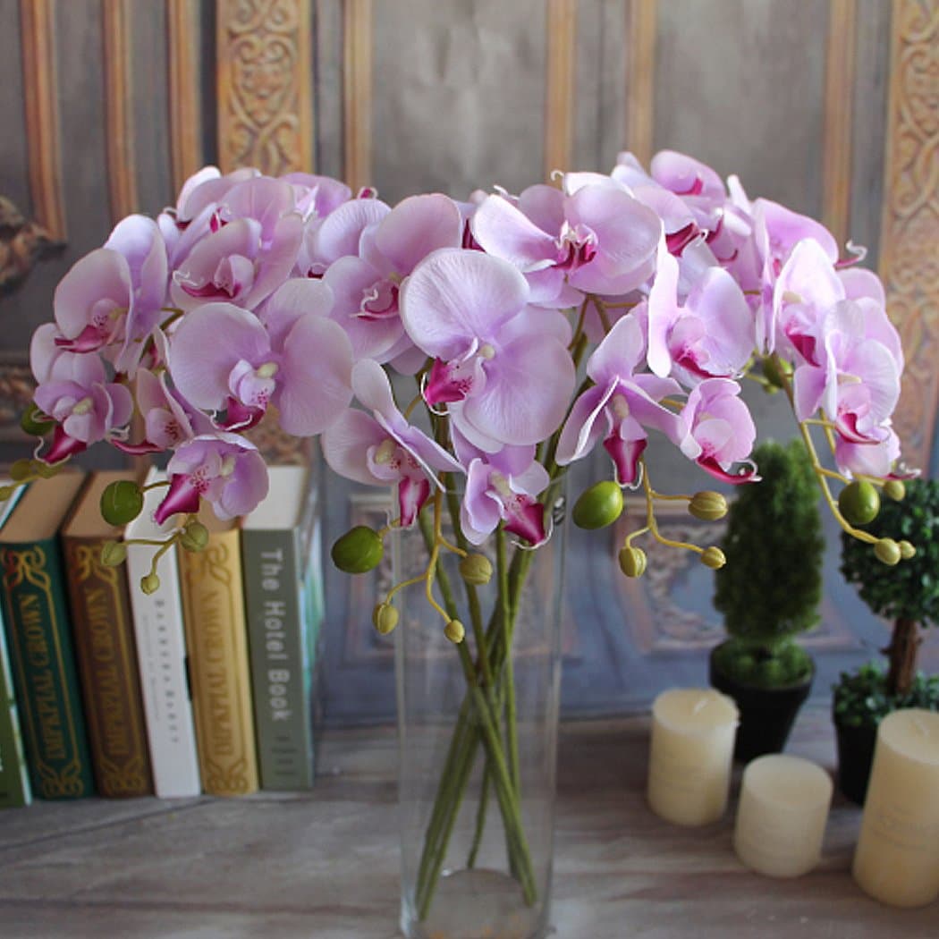 Artificial Orchid Silk Flowers for Wedding Party Home Decor, Light Purple