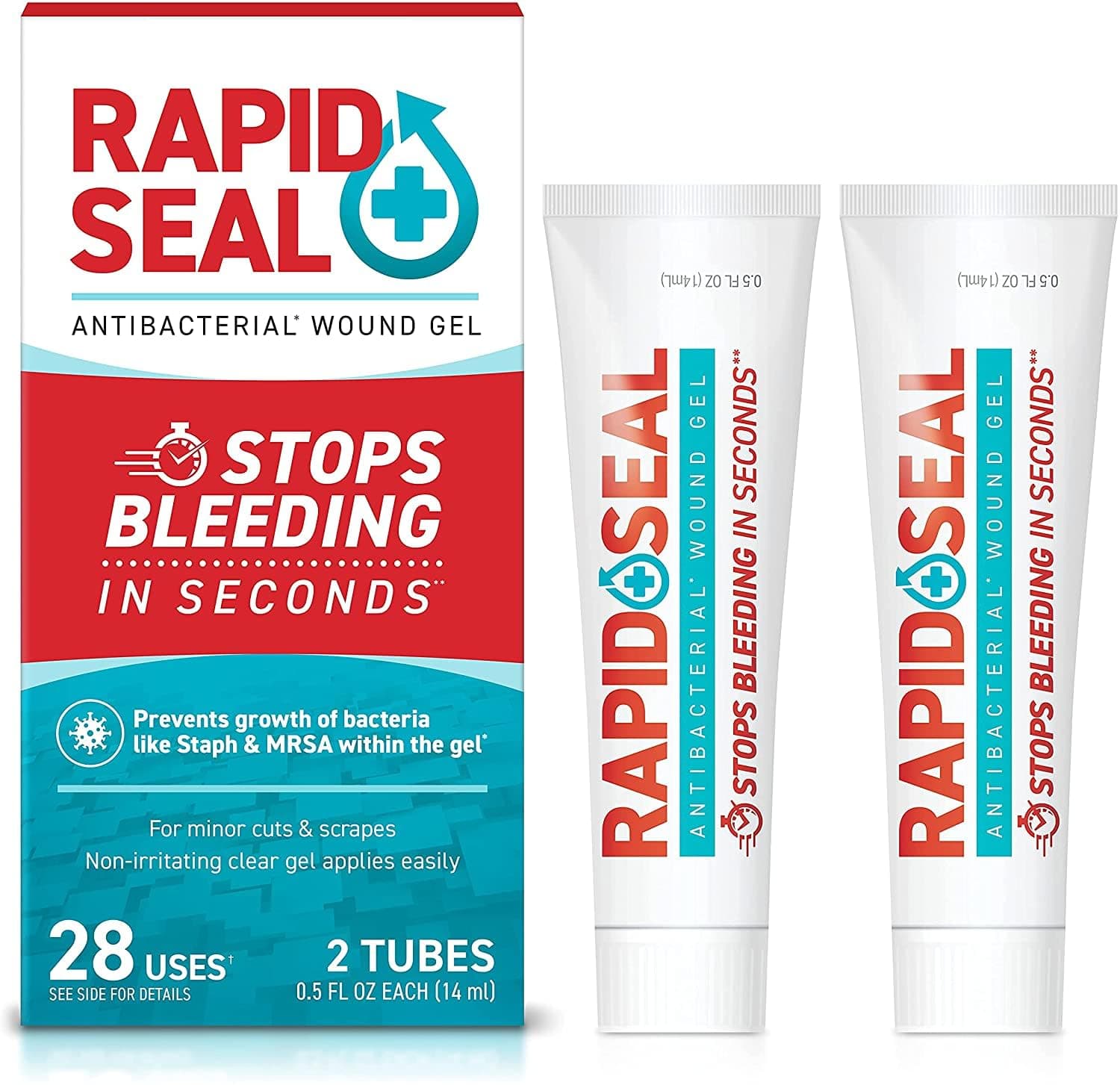 Rapid-Seal Wound Gel (2 Tubes) | Stops Bleeding in Seconds | Ideal for Cuts, Scrapes and Razor Nicks for Emergency First Aid Supplies