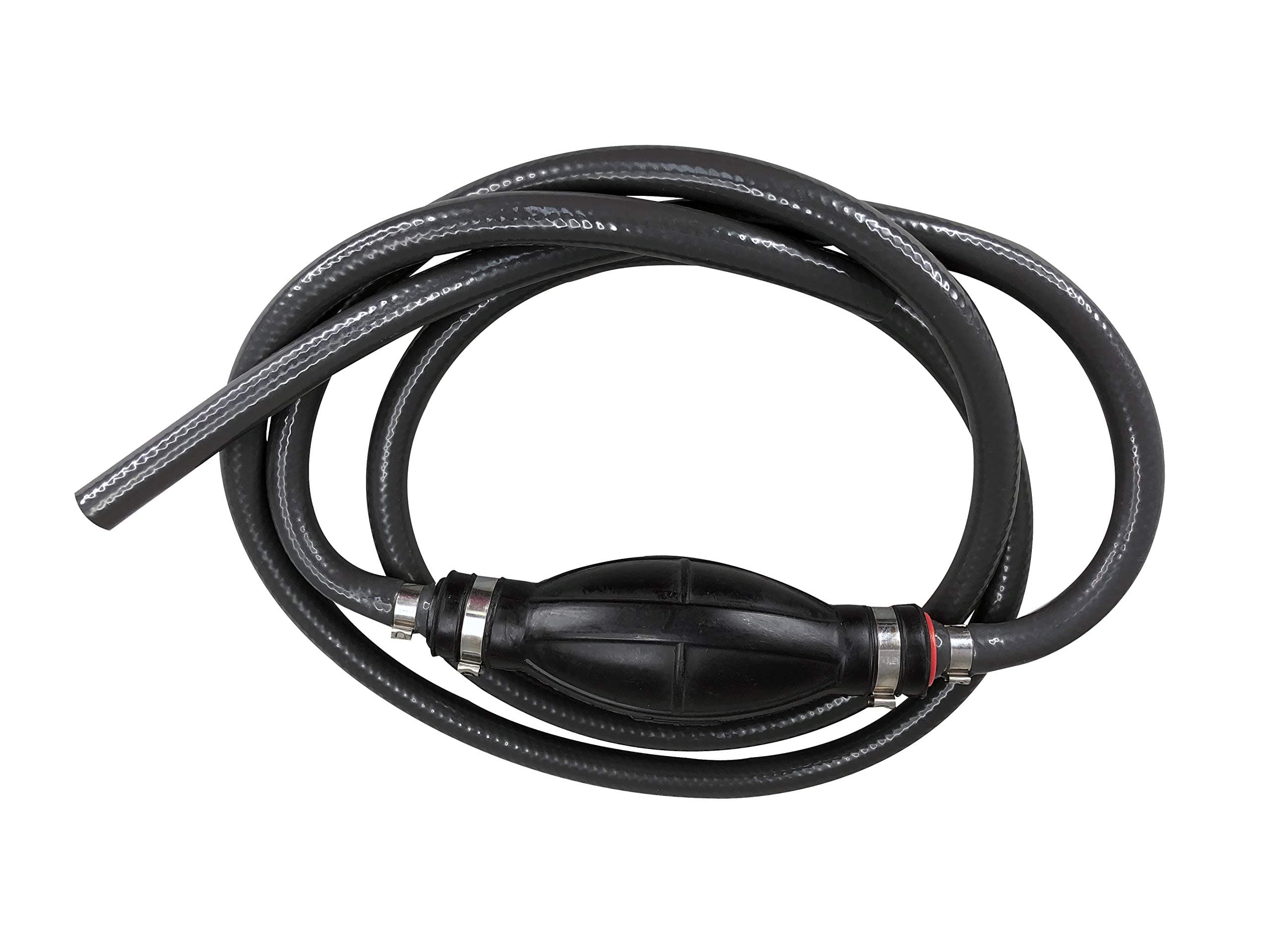 Grey Durable Fuel Line Assembly Hose Barbs Rubber Primer Bulb Lengthy 7 ft feet Resistant Material Cover Fuel Flow (3/8" Hose, Universal - No Connector)