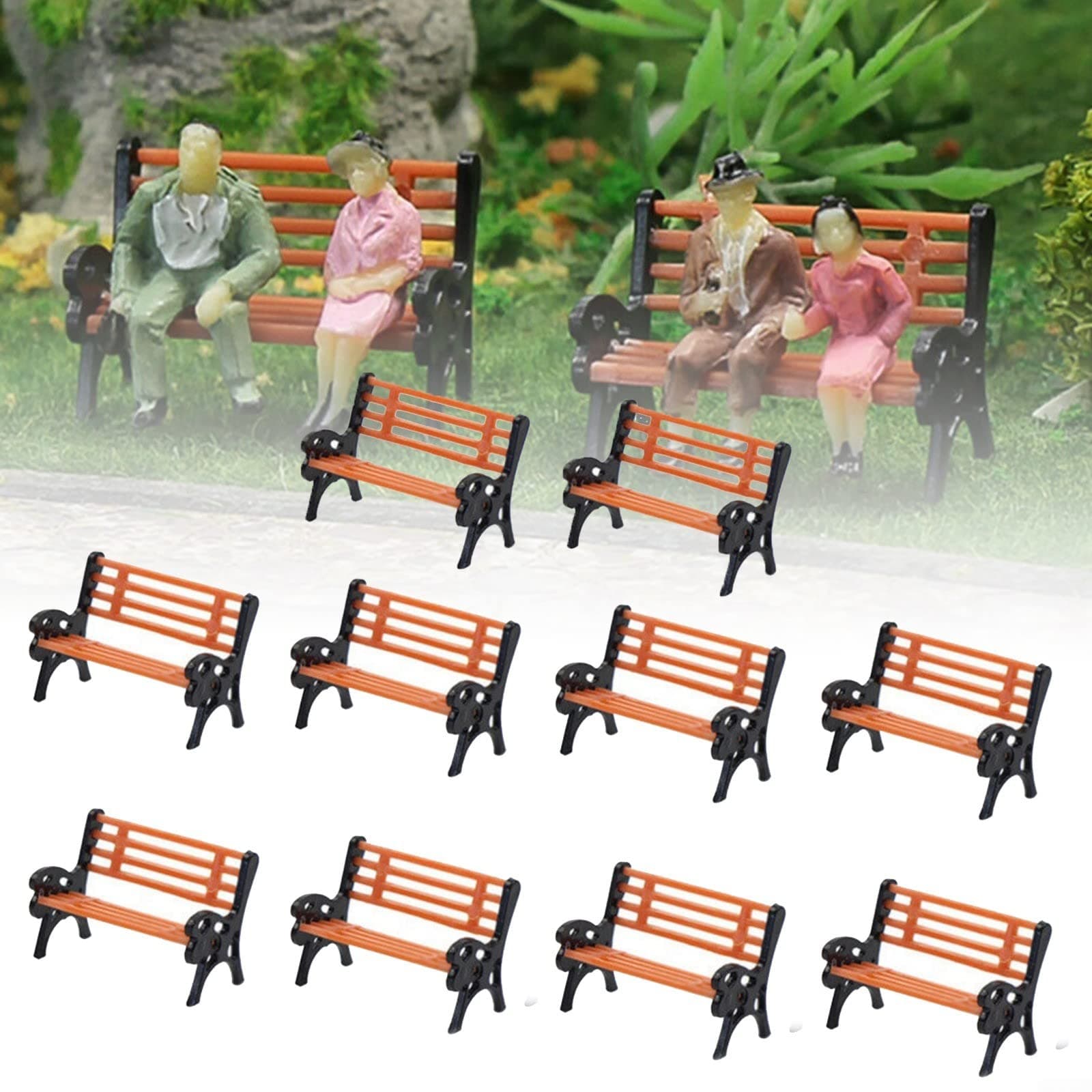 HO for TT Model Railway 1:87 Scale Bench for LEISURE Park Bench Chair Sofa Street Park System Pack of 10