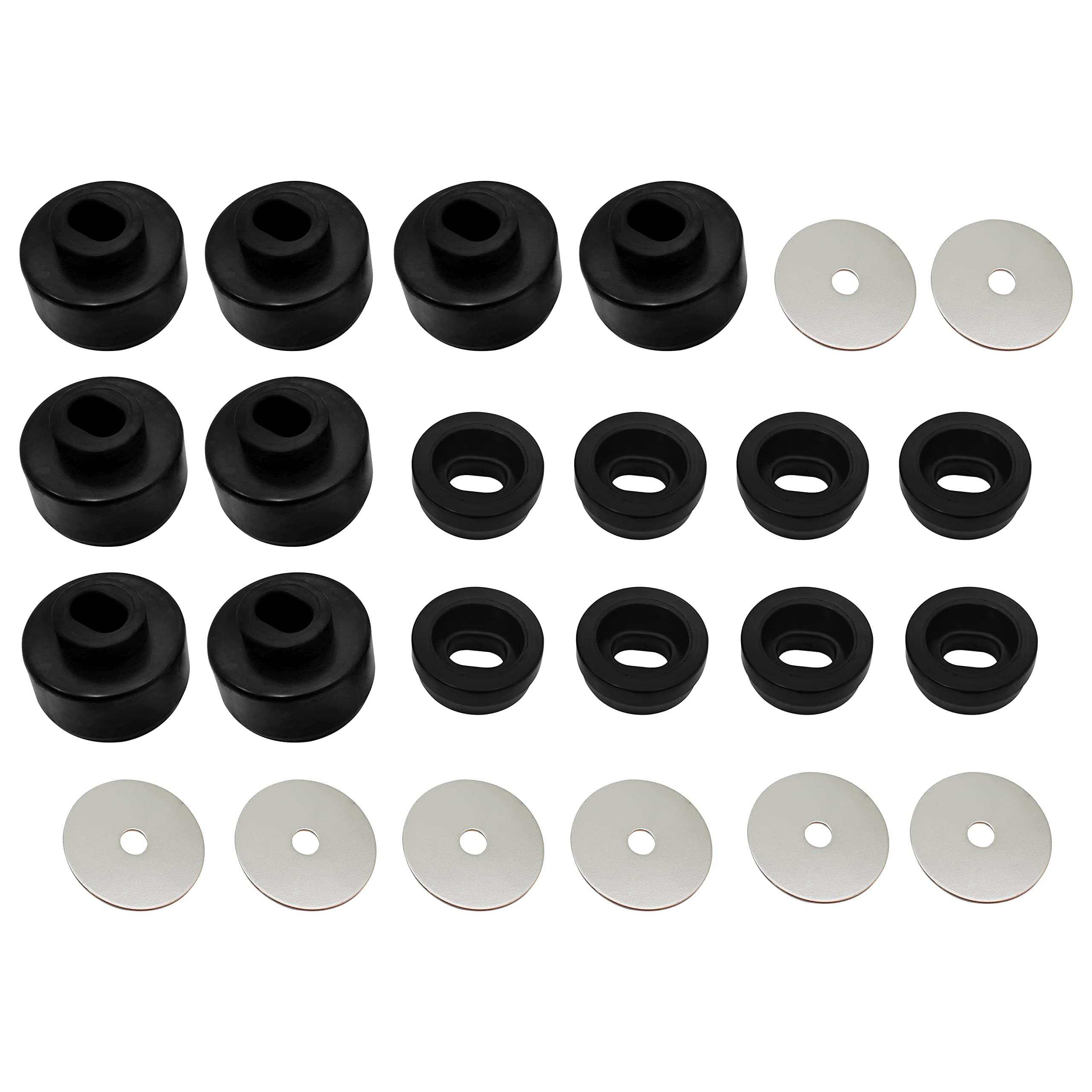 7-141 Body and Cab Mount Bushing Kit Compatible with Chevy Silverado & Sierra 1500/2500 2WD/4WD 1999-2014 (Black 24PCS)