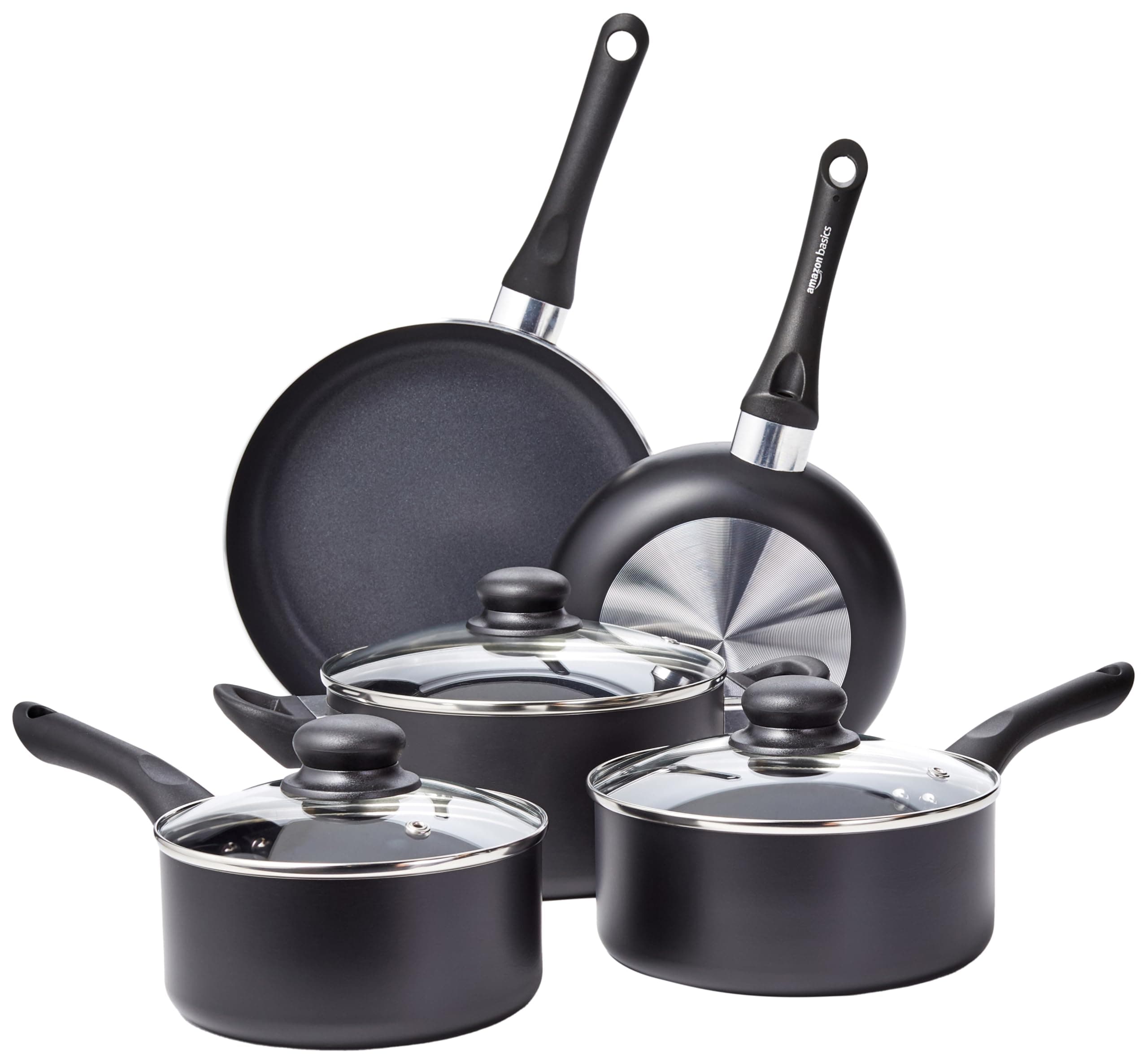 8-Piece Non-Stick Cookware Set, Black