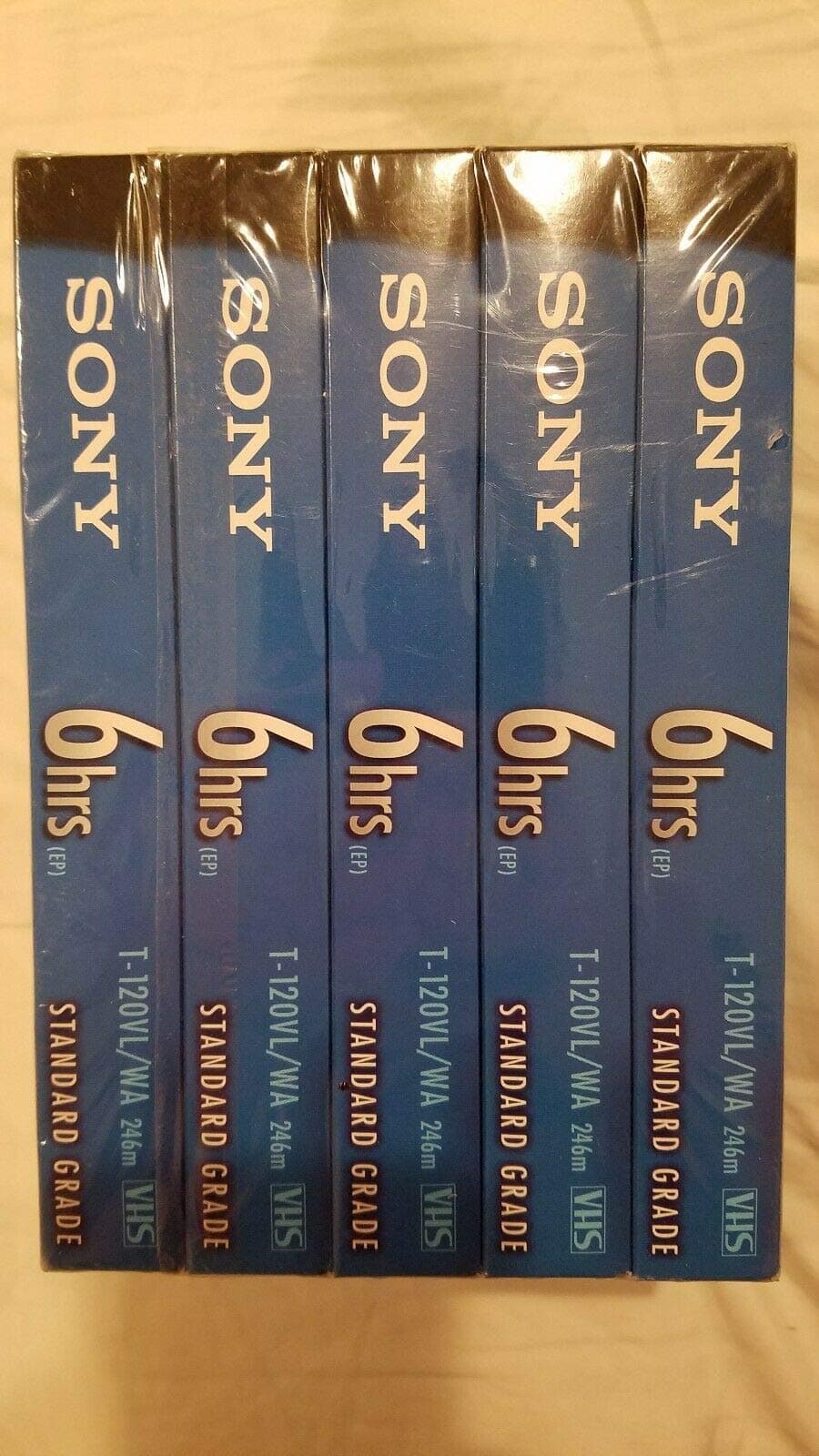 5 Pack VHS Tapes - 6 Hours Standard Grade Blue T-120VL/WA