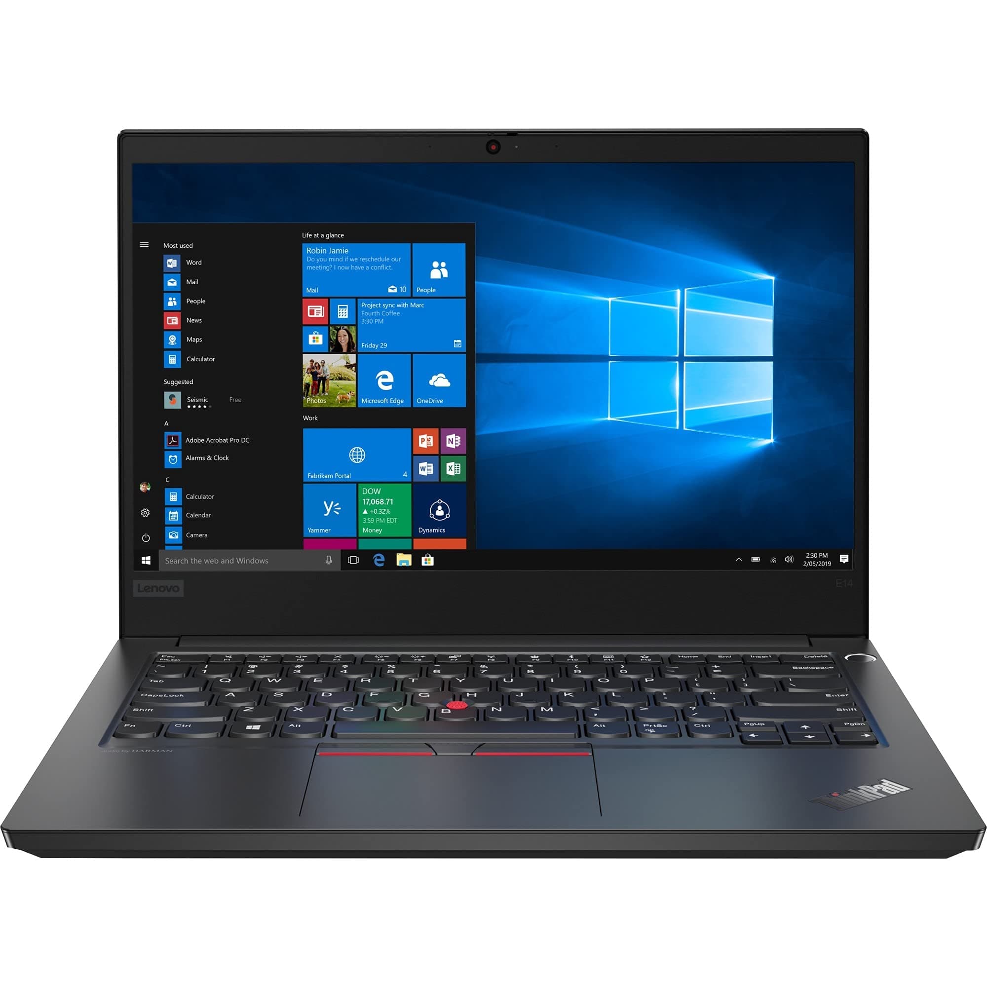 ThinkPad E14 14” Full HD IPS 1920 x 1080 Business Laptop, Intel Quad Core i5-10210U, 256 GB SSD, 8GB Ram, Win 10 Pro 64-bit