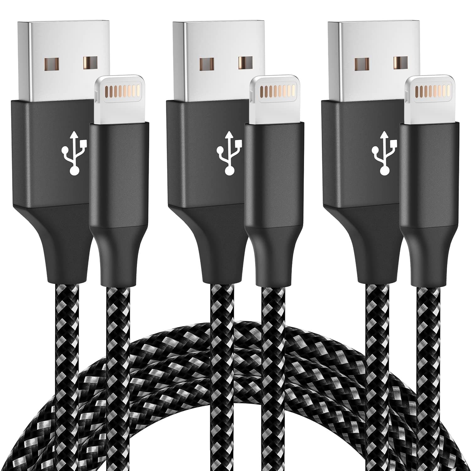 MenoSupp 3Pack 10FT Lightning Cable Fast Charging iPhone Charger Cord Compatible with iPhone 13/12/11 Pro Max XR XS X 8 7 6 Plus SE and More (Multi-Color)