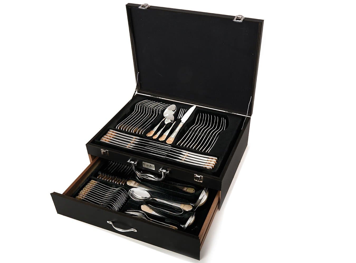 COLIBYOU Silverware Flatware Set 18/10 304 Surgical Stainless Steel W/24k Gold Plated Accents Service for 12